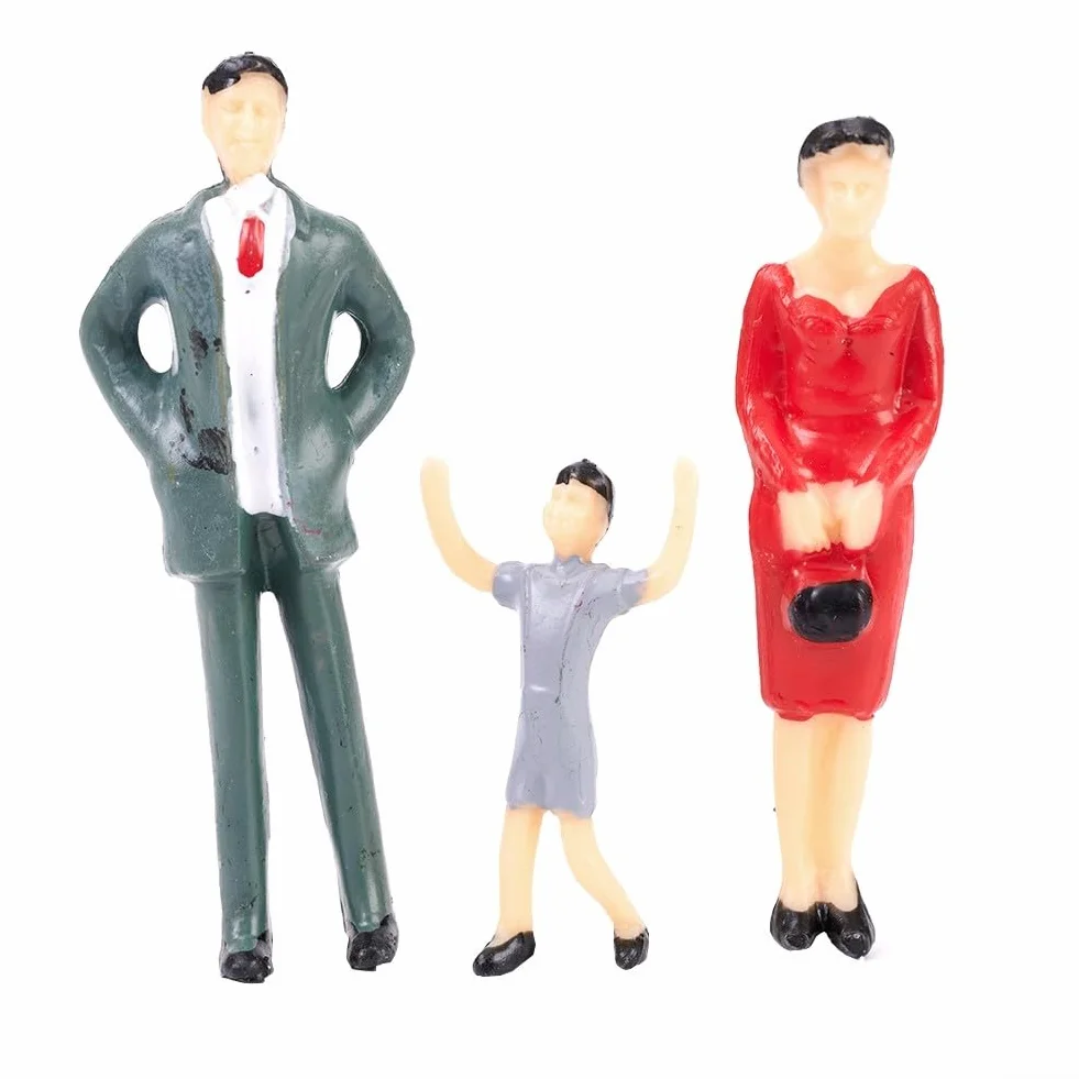 50 szt. figurki ludzi w skali 1:32, plastikowe figurki siedzące i stojące do modeli kolei i scen dioramy