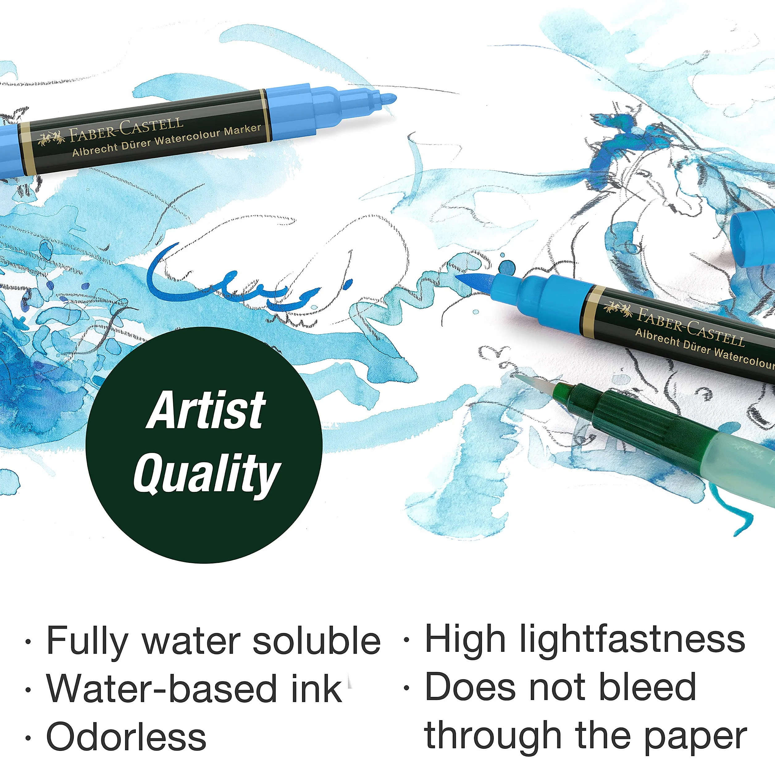 Faber-Castell FC160310 Marker Akwarelowy, Wielokolorowy, 10 sztuk