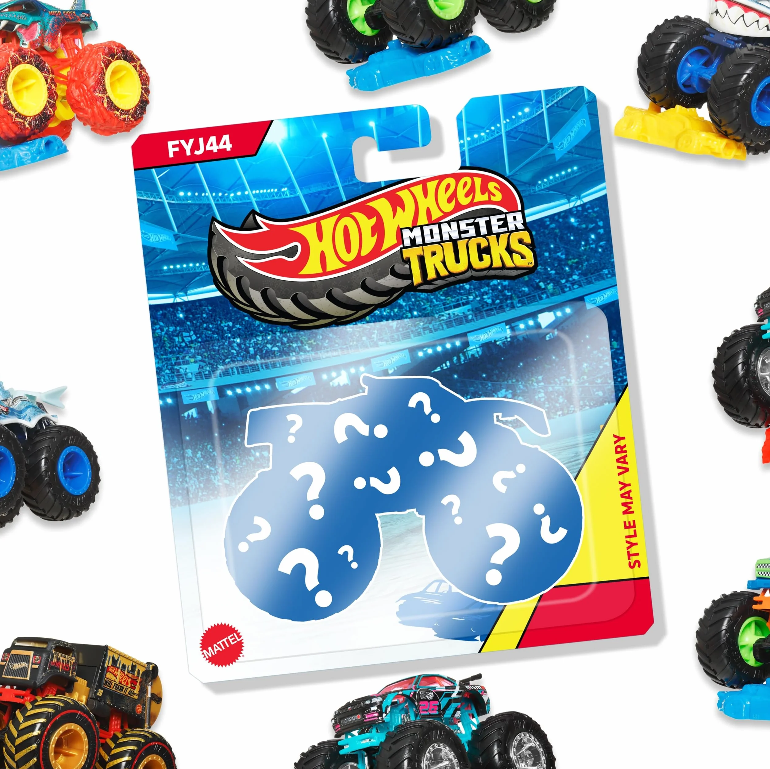 Hot Wheels Monster Trucks Set, 1 Toy Truck in 1:64 Scale & 1 Crushable Car, Vehicle Play for Kids & Collectors (Styles May Vary), FYJ44