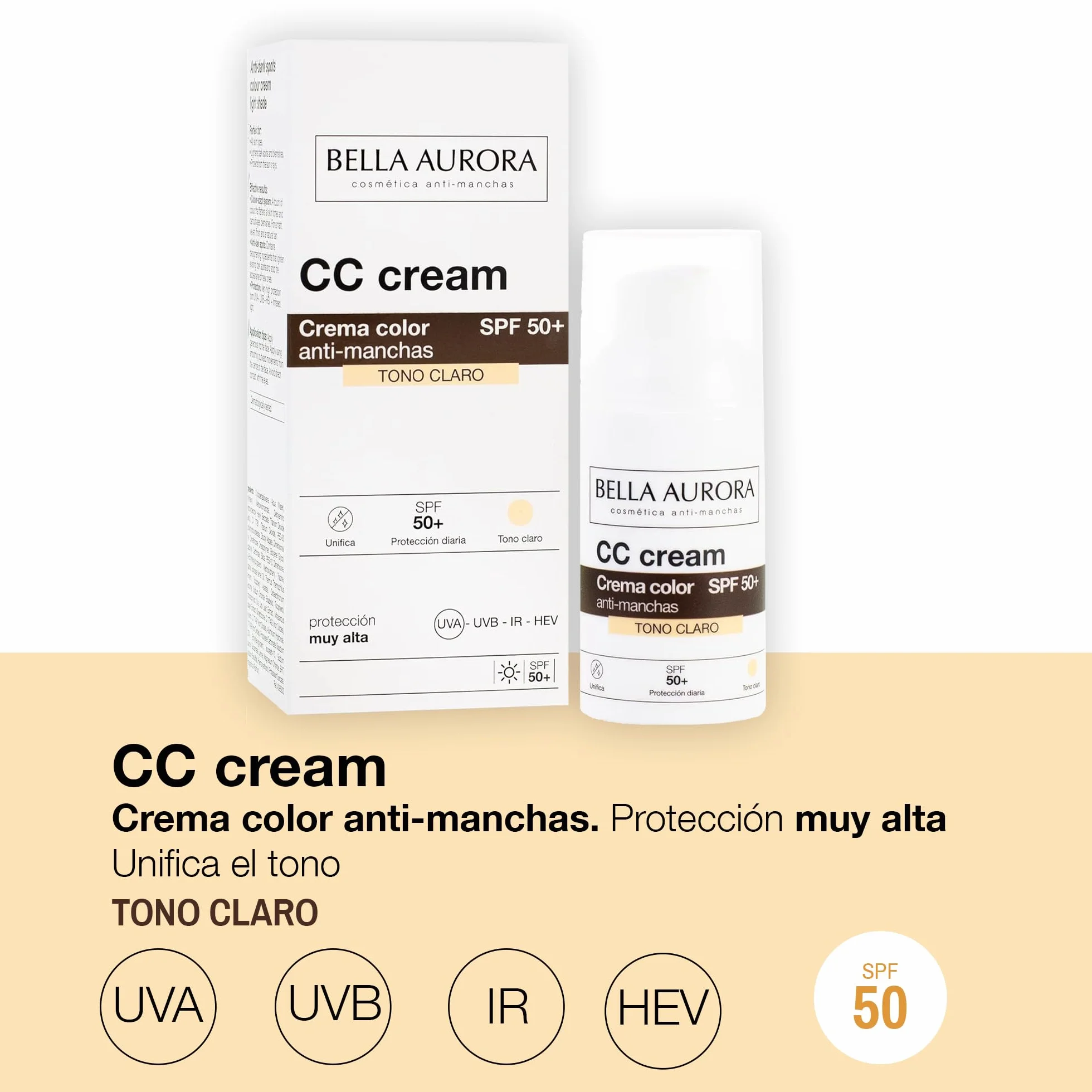 Bella Aurora, Cc Cream Anti-Manchas Tono Claro Spf50+ 30 Ml, Krem Do Twarzy, Wielobarwny, U, Kobieta