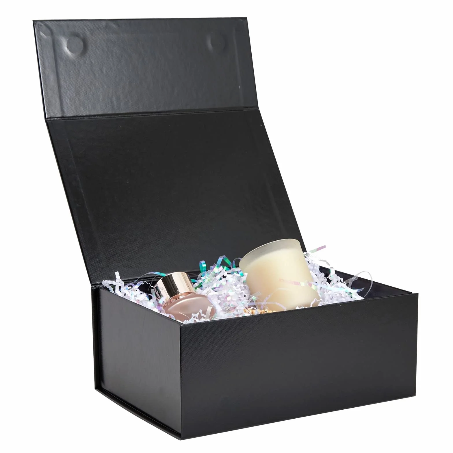 Stockroom Plus 6 magnetycznych pudełek na prezenty z pokrywkami, 25 x 18 x 10 cm, na urodziny, ślub, dla drużby i druhny, błyszczące czarne