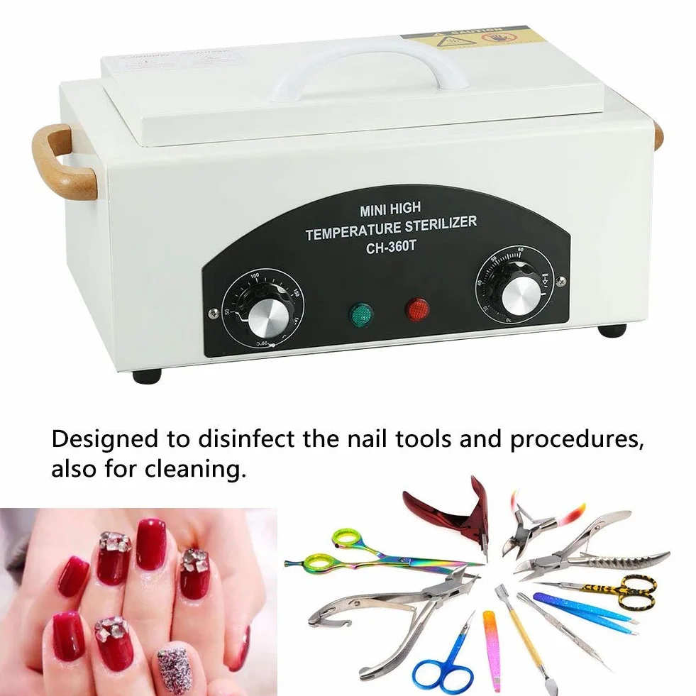 Sterylizator narzędzi do paznokci, profesjonalny sterylizator w wysokiej temperaturze ze zbiornikiem ze stali nierdzewnej, do salonu piękności Manicure Narzędzia dentystyczne