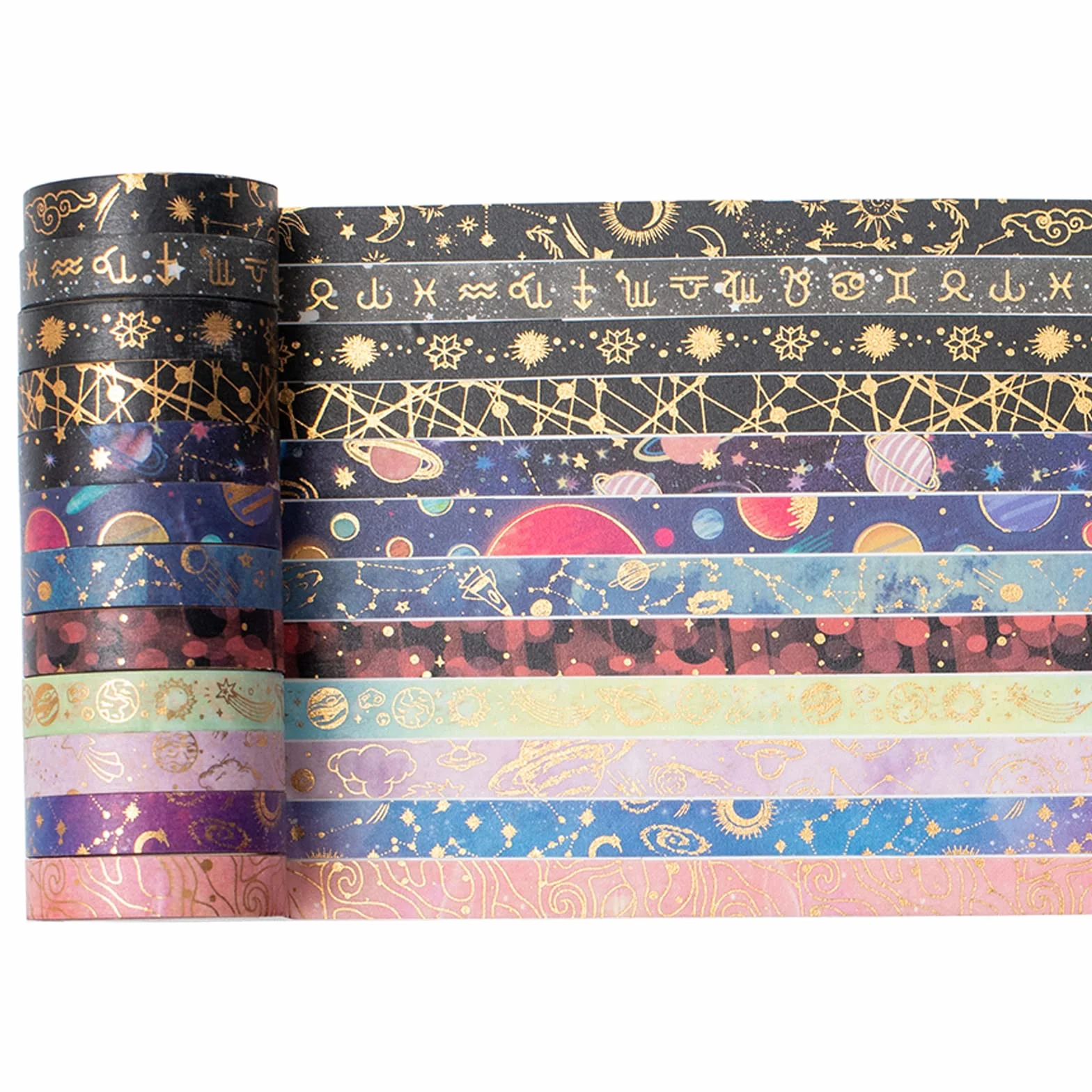 Taśmy washi, gwieździste niebo, taśma maskująca, złota folia dekoracyjna, kolorowa taśma klejąca, do majsterkowania, pamiętnika, strugania, albumu z wycinkami, pakowania, 30 rolek