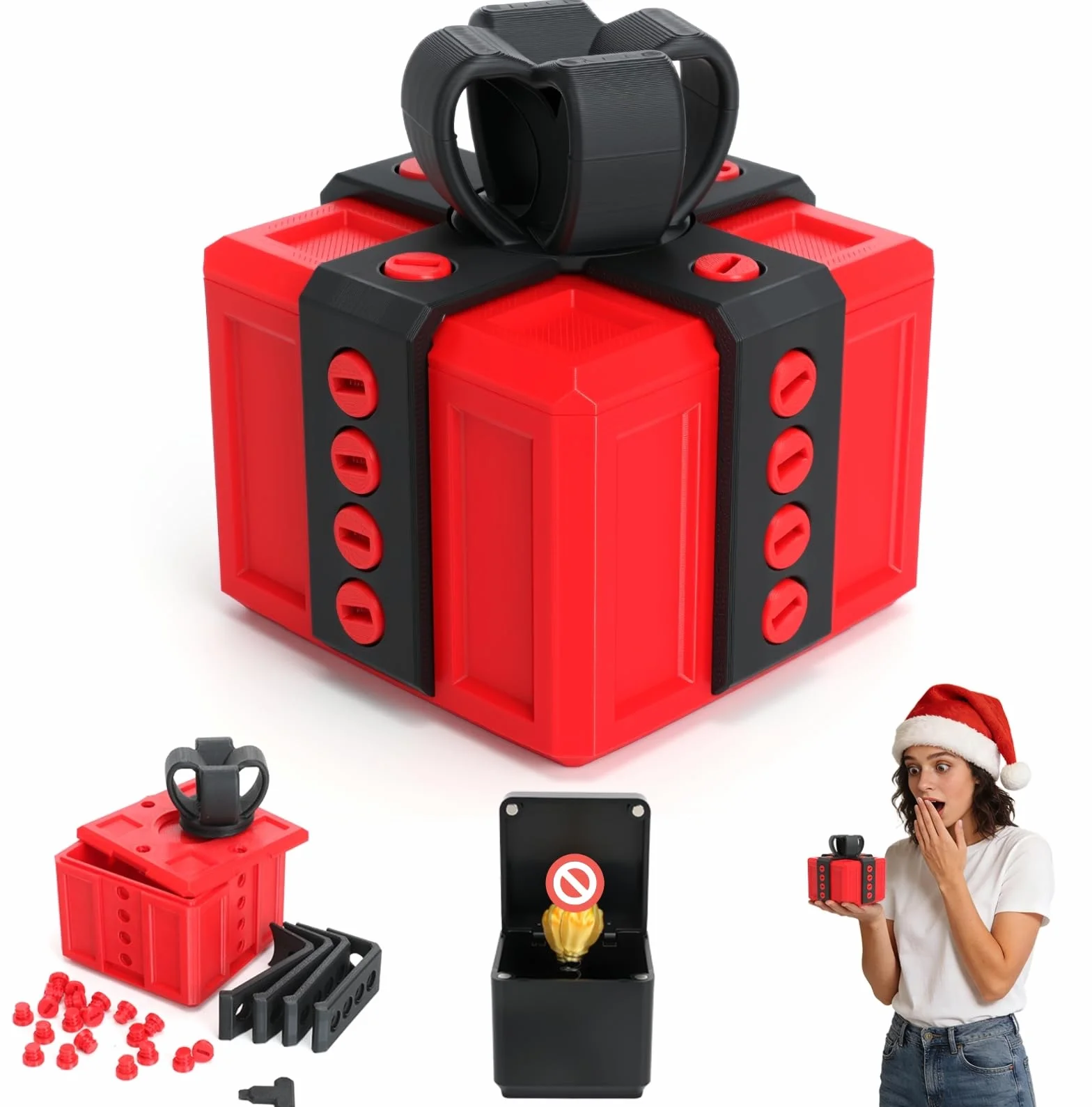 Denerwujące pudełko prezentowe ze śrubami, nadruk 3D, denerwujący prezent, pudełko prezentowe, środkowy palec dla dorosłych, pop-up, prezent na urodziny, Boże Narodzenie, Halloween