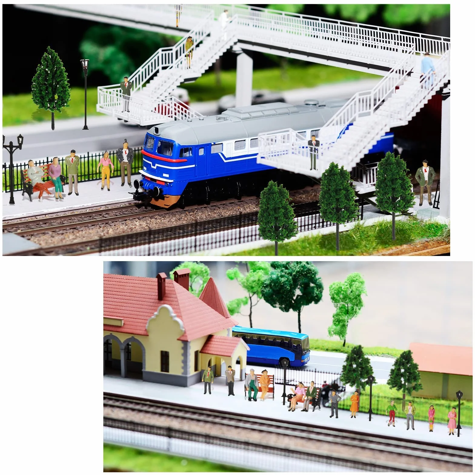 Miniaturowe figurki kolejowe, 60 sztuk miniaturowe figurki, malowane figurki w skali 1:85