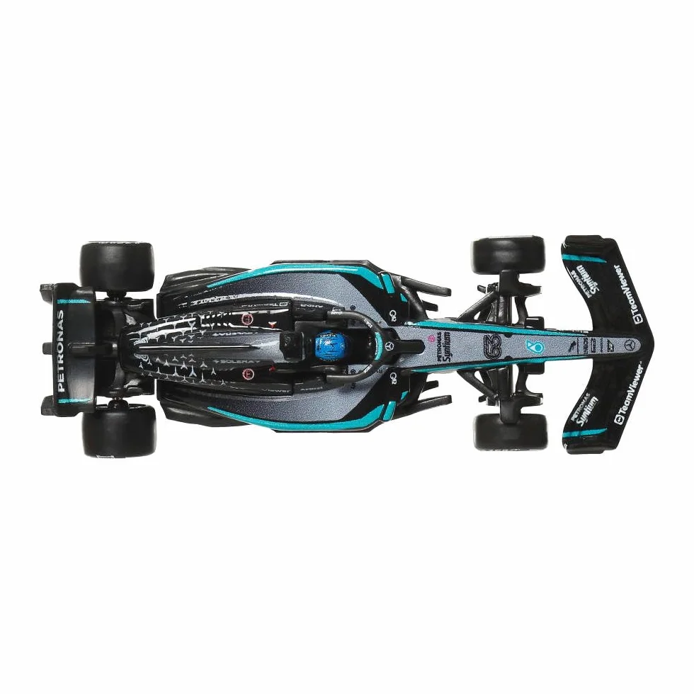 Hot Wheels Premium Formuła 1 Samochodzik Bolid F1 Mercedes-Benz – George Russel #63, samochód wyścigowy w skali 1:64, opony Real Riders i metalowa konstrukcja, auto dla dorosłych kolekcjonerów, JKD80