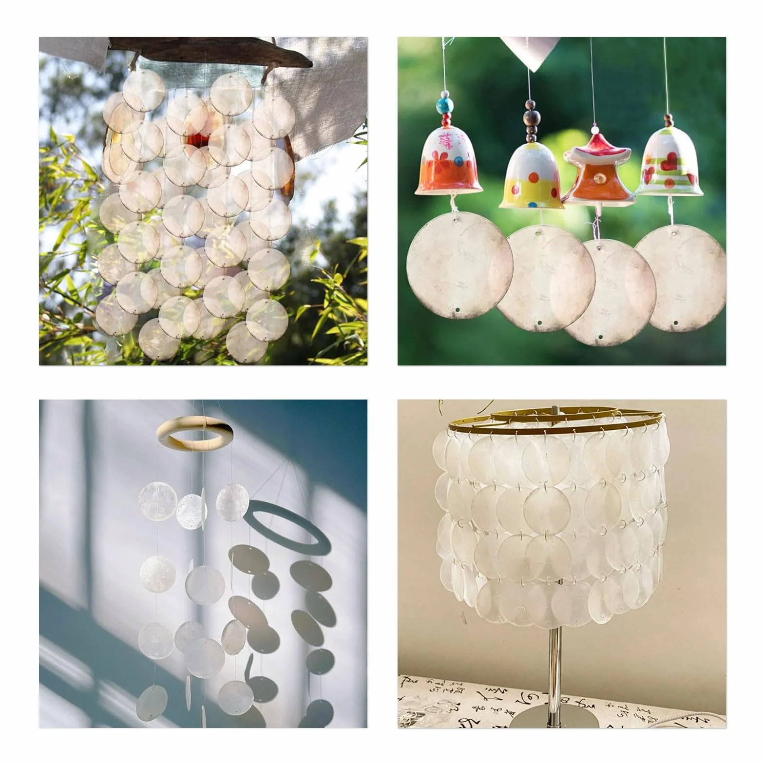 100 sztuk muszli z masy perłowej, okrągłe krążki z masy perłowej, zawieszki w stylu retro, z dwoma otworami, do zasłon z muszli, majsterkowania, dekoracji domu (białe)