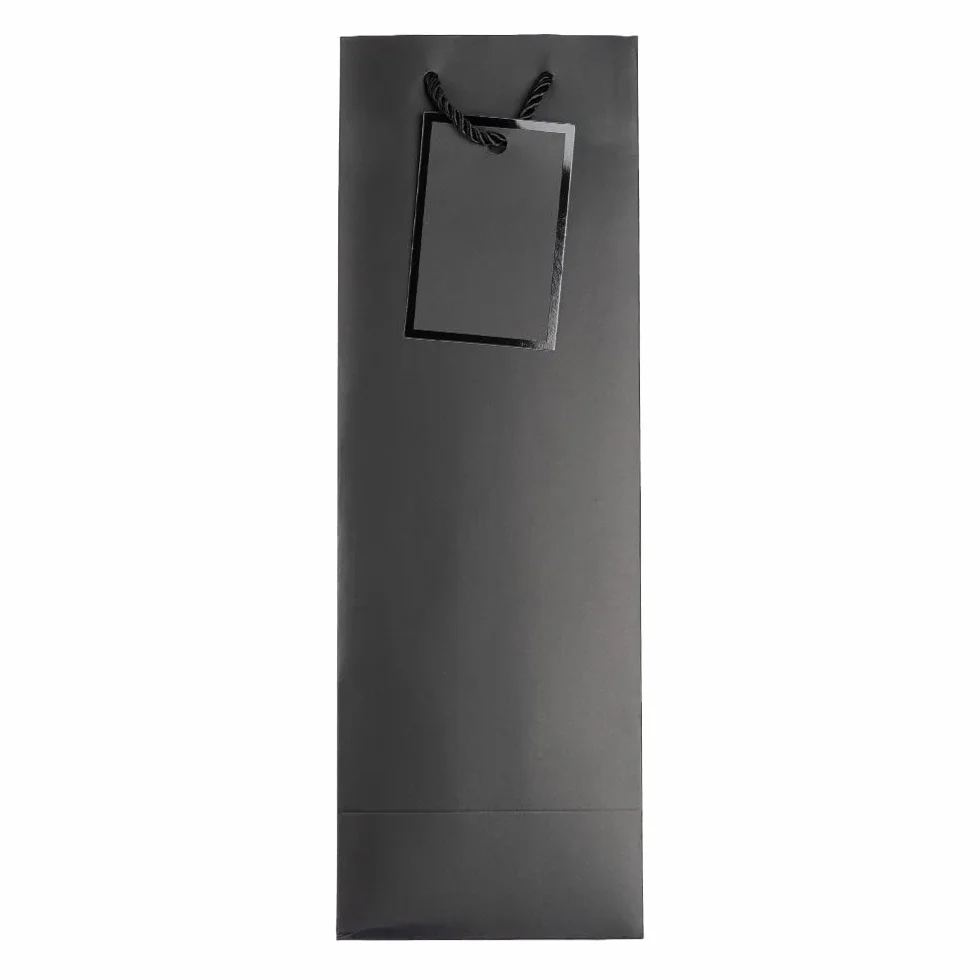 Ideen mit Herz torebki prezentowe | 36 x 12 x 10 cm | torebki prezentowe na butelki | 10 sztuk | idealne do wręczania wina, szampana i sektu (czarne matowe)