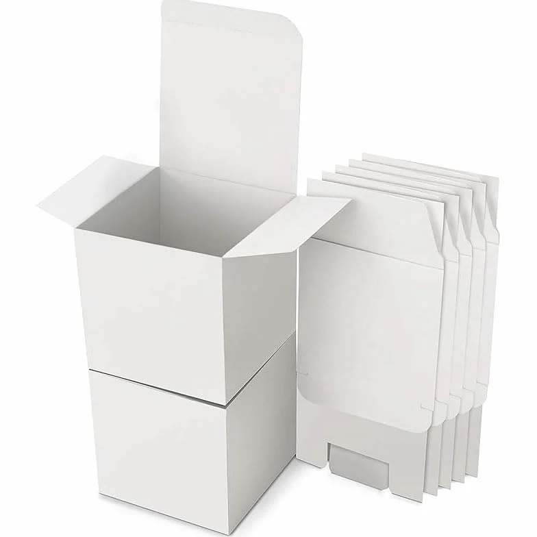 Pudełka kartonowe, 30 sztuk, z papieru typu kraft, pudełka kartonowe z pokrywką, kwadratowe pudełko na prezent, urodziny, imprezę, wesele (10 x 10 x 10 cm, białe)
