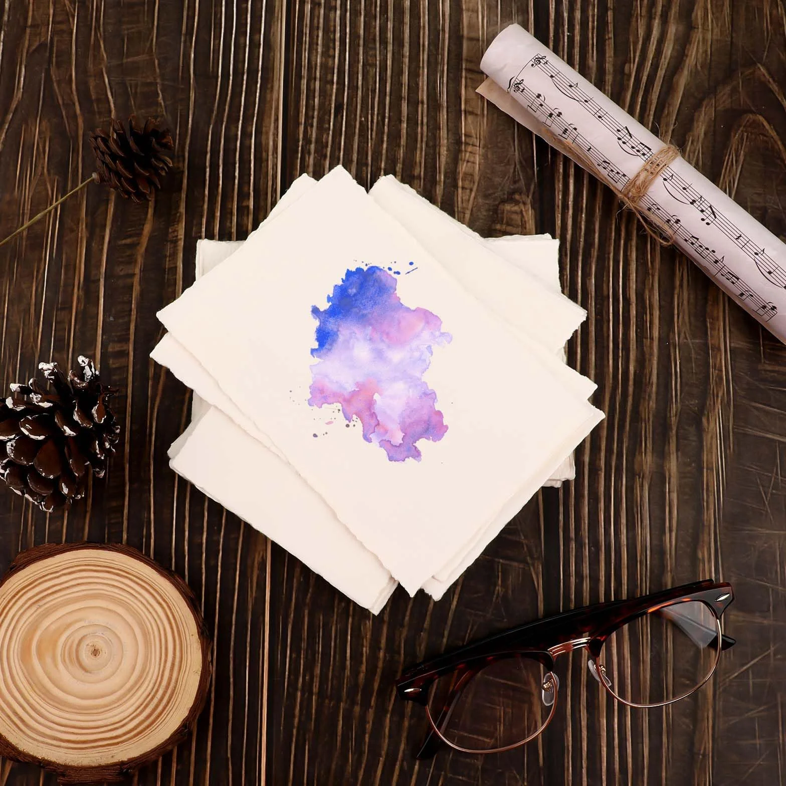 20 sztuk bawełnianego papieru akwarelowego, 15 x 10 cm z krawędzią, szorstki teksturowany 300 g/m², luzem, do pisania, kaligrafii, zaproszeń i rękodzieła (biały)