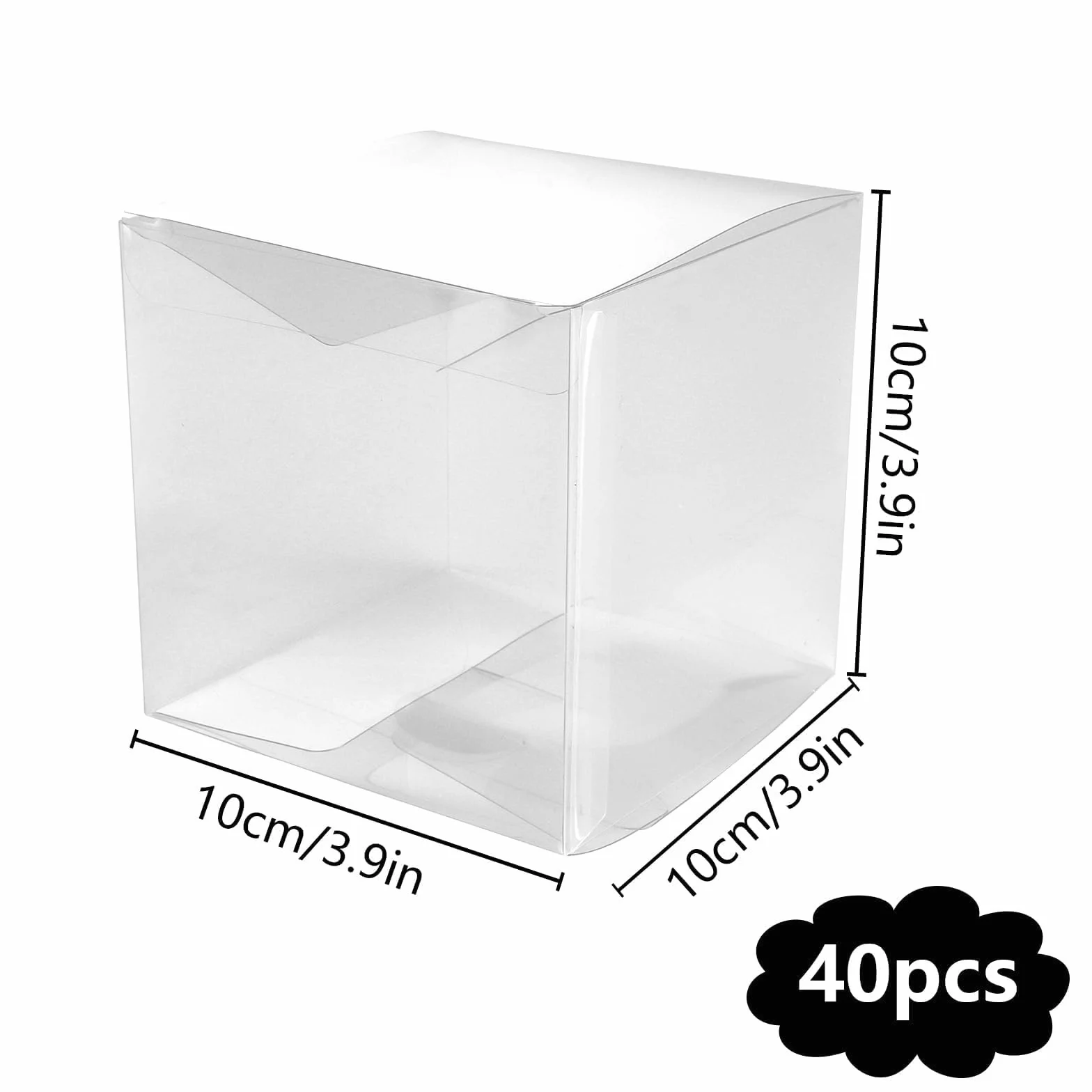 YOUNTHYE 40 sztuk przezroczystych pudełek prezentowych, 10 x 10 x 10 cm, przezroczyste pudełko na prezent, małe kwadratowe pudełko na prezent, pudełko na prezenty ślubne na imprezy, urodziny, słodycze