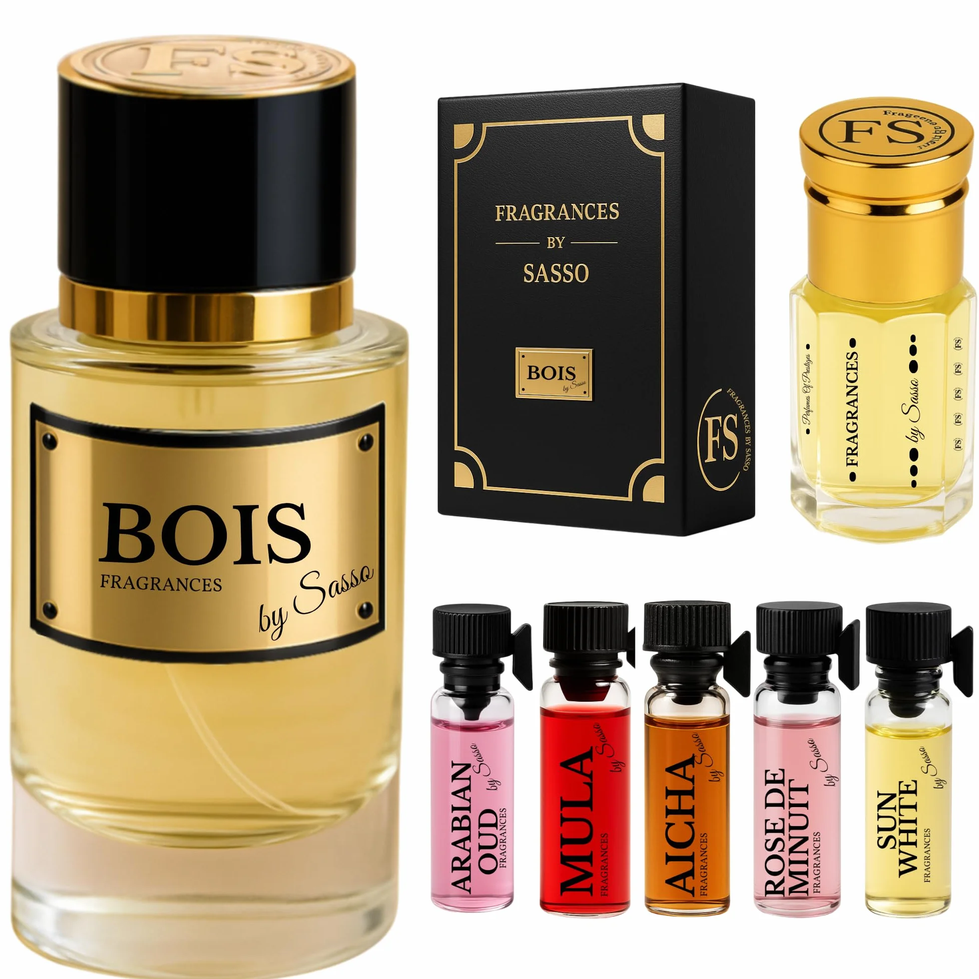 Perfumy Intense DREWNO - FRAGRANCES BY SASSO - Luksusowe pudełko - Ekstrakt z perfum 50 ml + Piżmo 3 ml + 5 darmowych próbek - Pudełko prezentowe dla mężczyzn - Kolekcja prywatna