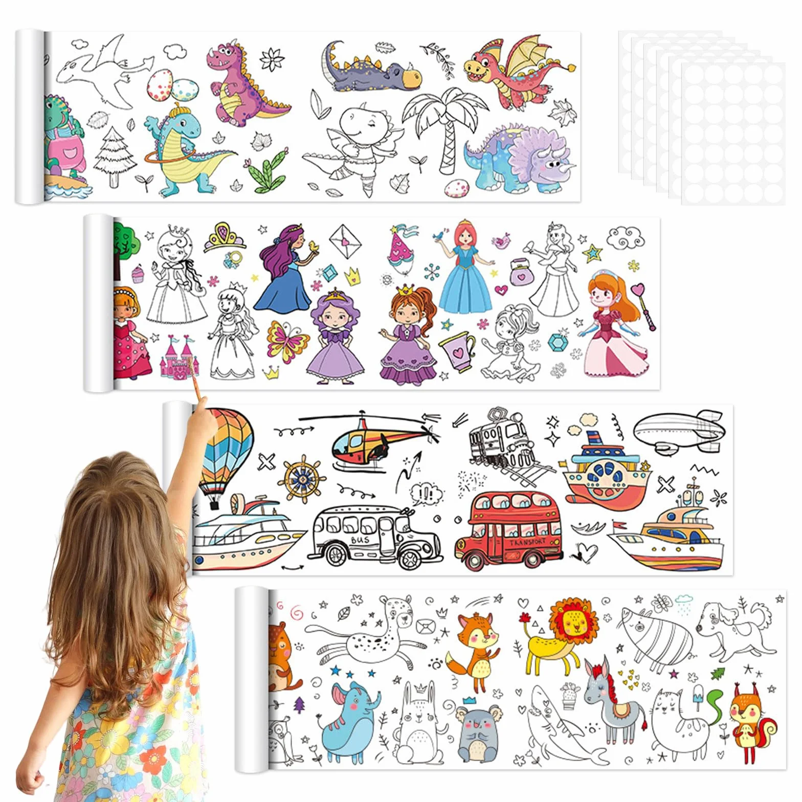 4 sztuki rolki malarskiej 30 x 300 cm, rola do rysowania dla dzieci DIY, rola do malowania, papier malarski dla dzieci, przycinana rola papieru do kolorowania i rysowania