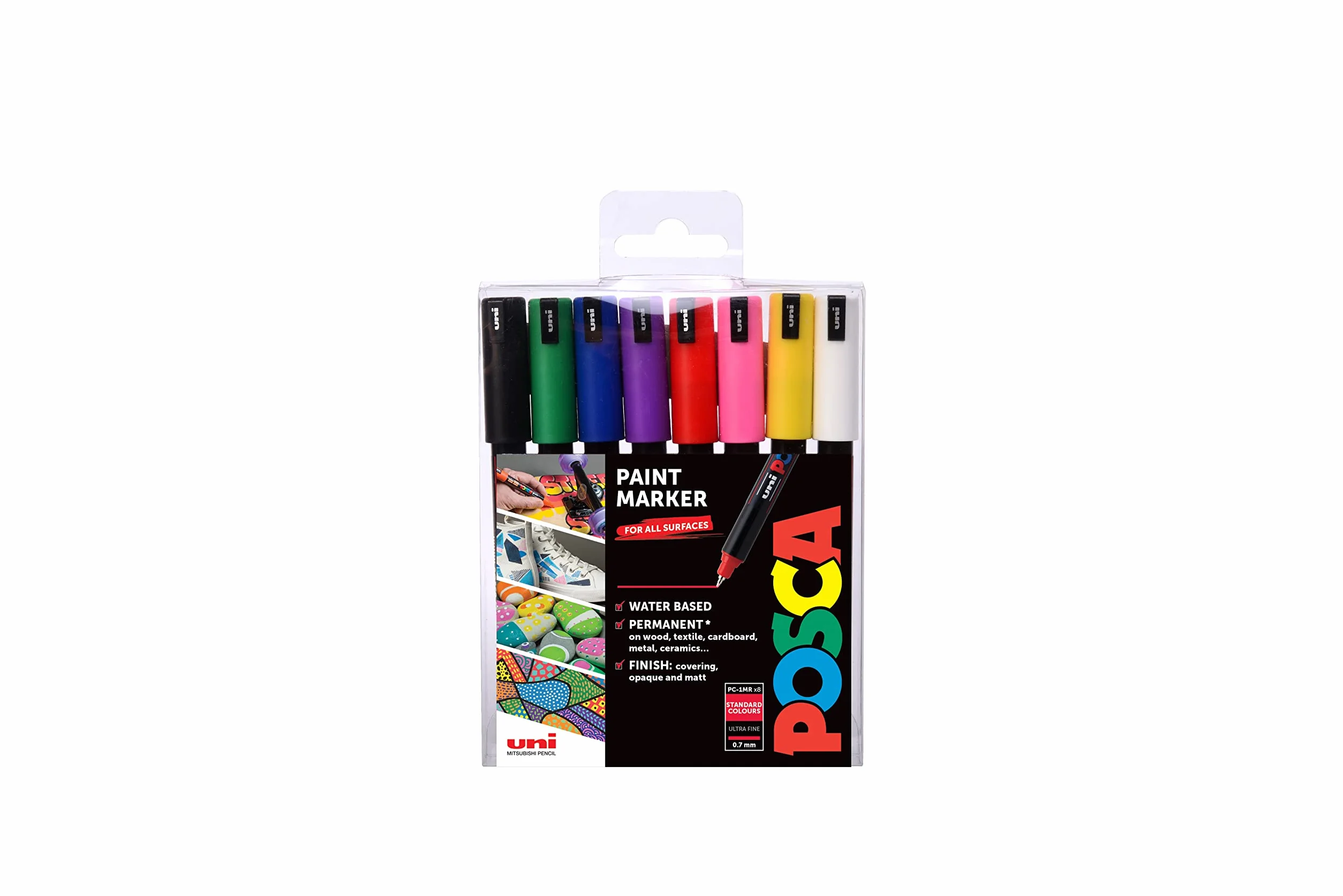 POSCA PC-1MR Permanentne markery malarskie. Ultra cienka końcówka do sztuki i rzemiosła. Zastosowanie na wielu powierzchniach na drewnie, metalu, papierze, płótnie, kartonie, tkaninie szklanej,