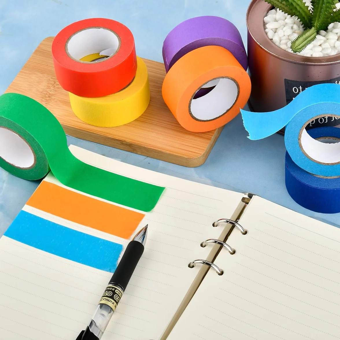 7 rolek kolorowej taśmy klejącej, kolorowe dekoracyjne 13 m × 25 mm, kolorowy papier Washi do pisania do laboratoriów/rękodzieła/etykiet/rzemiosła