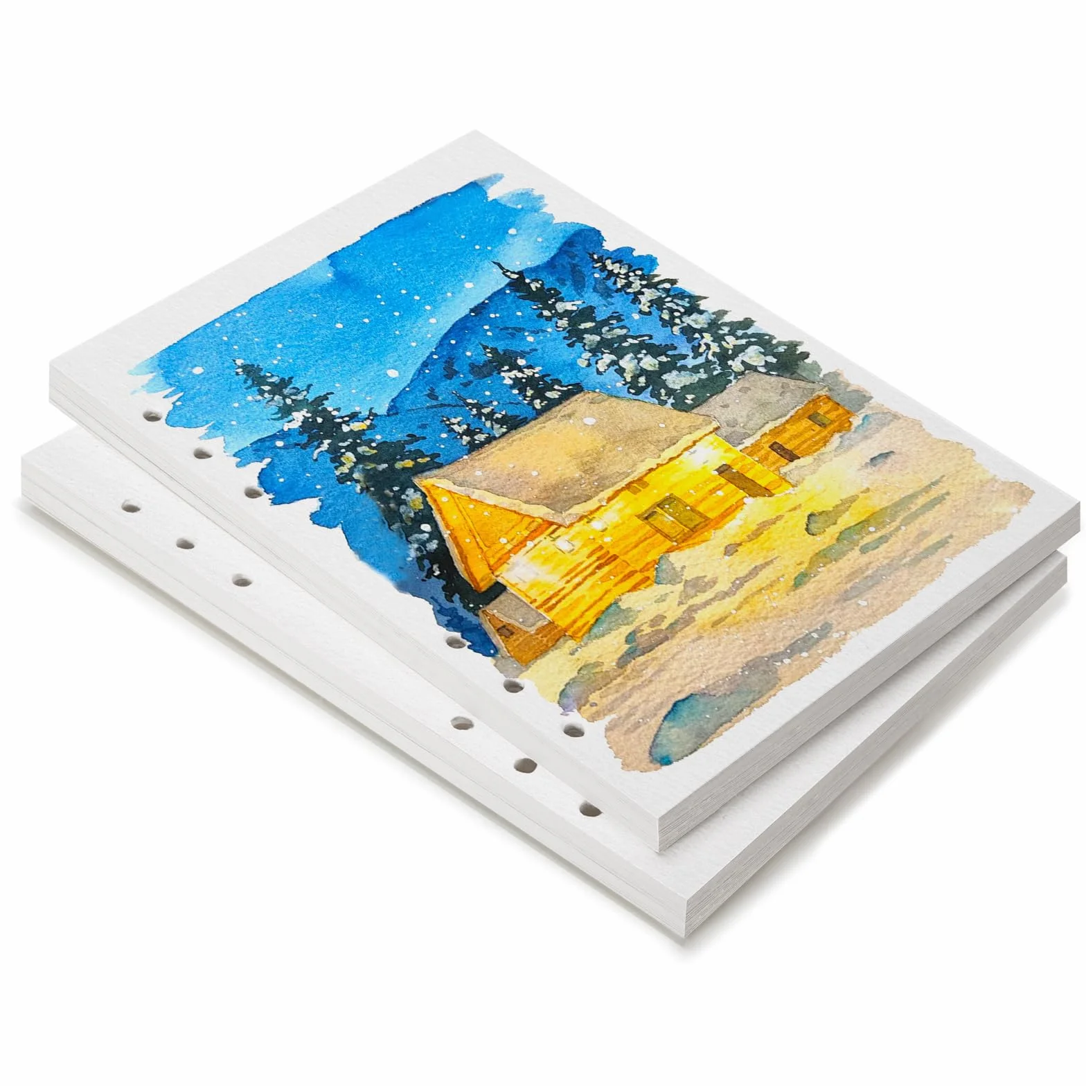 LIGHTWISH Zestaw 2 arkuszy papieru akwarelowego, 100% bawełna, tłoczony na zimno, 300 g/m², 40 arkuszy papieru A5, wymienne, perforowane, dla artystów, dorosłych, studentów, 14 x 20 cm