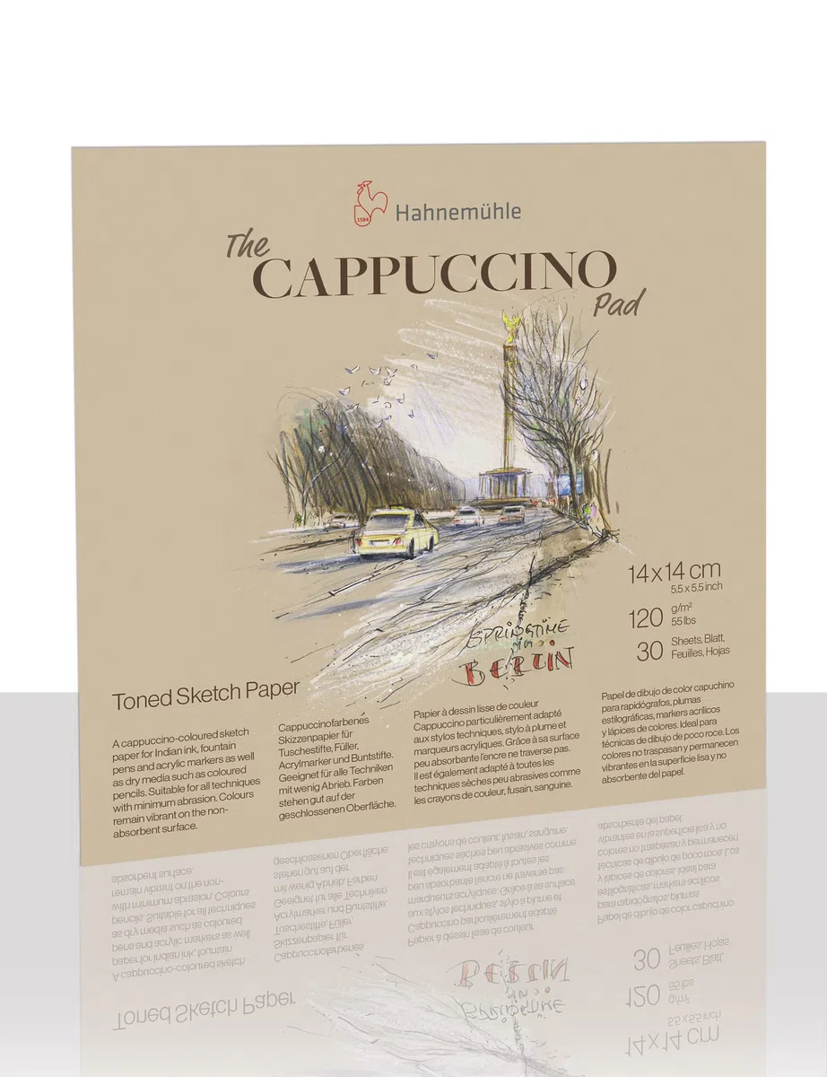 Hahnemühle The Cappuccino Pad, 120 g/m², 30 arkuszy/60 stron, papier do szkicowania, barwiony papier do rysowania (14 x 14 cm)