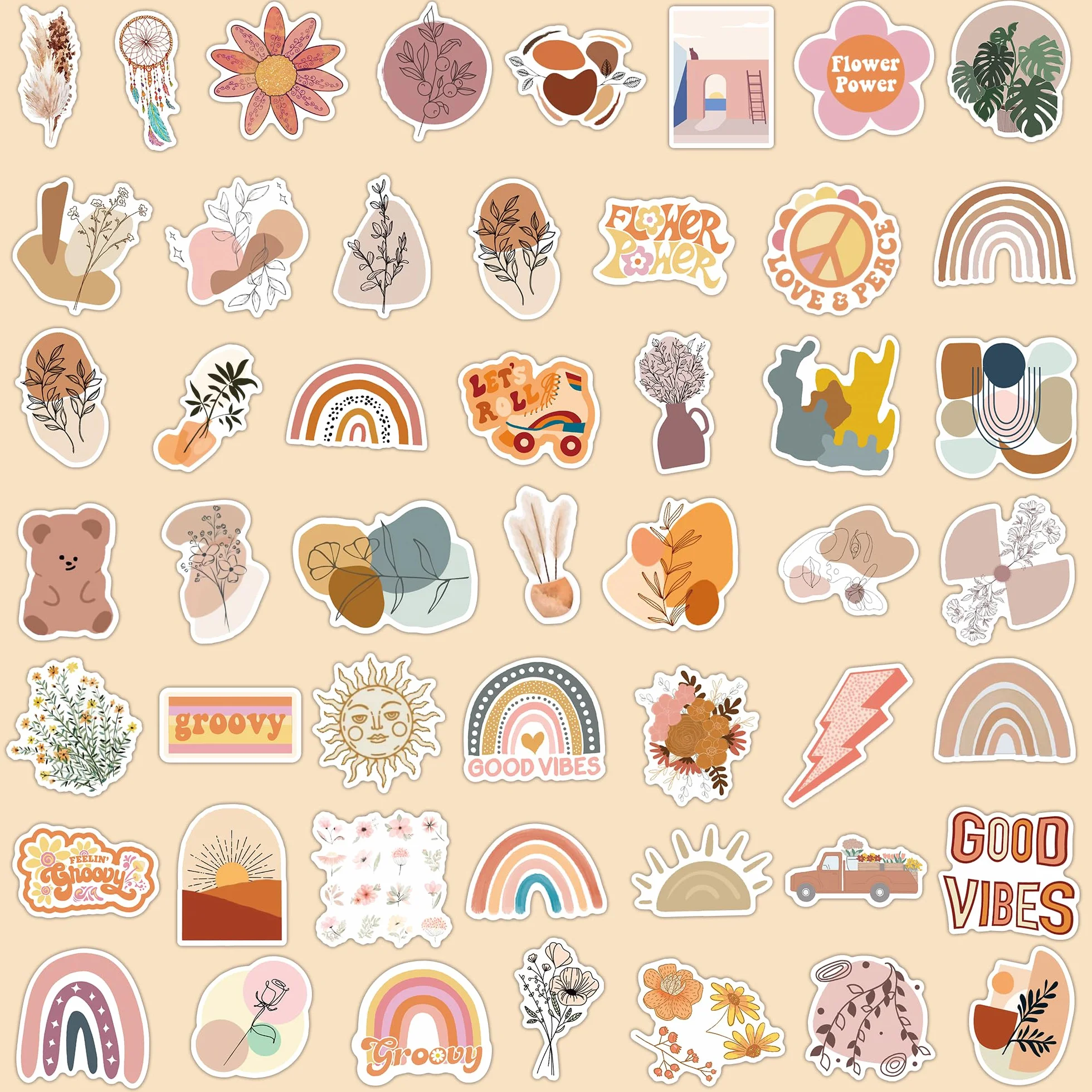 Naklejki boho 100 sztuk na laptop, telefon, podkładkę, walizkę, gitarę, scrapbooking