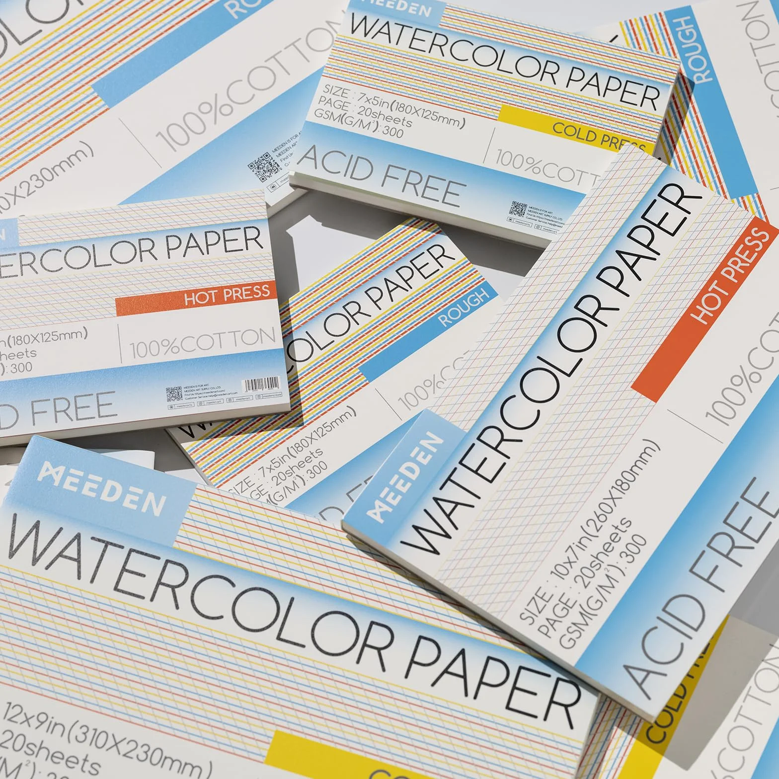 MEEDEN Papier akwarelowy Blok - 100% bawełna Papier akwarelowy Blok z 20 kartkami, 140lb/300g/m², wolne od kwasów papier artystyczny do akwareli, gouache, atramentu i więcej, 38 x 26cm Hot Press