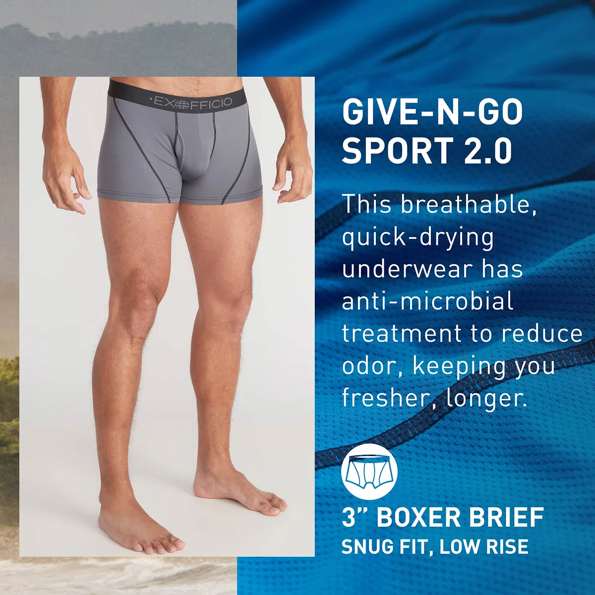 ExOfficio Give-n-go Sport Mesh 2.0 bokserki Brief 7,5 cm Mężczyźni Give-n-go Sport Mesh 2.0 Boxer Brief 3"