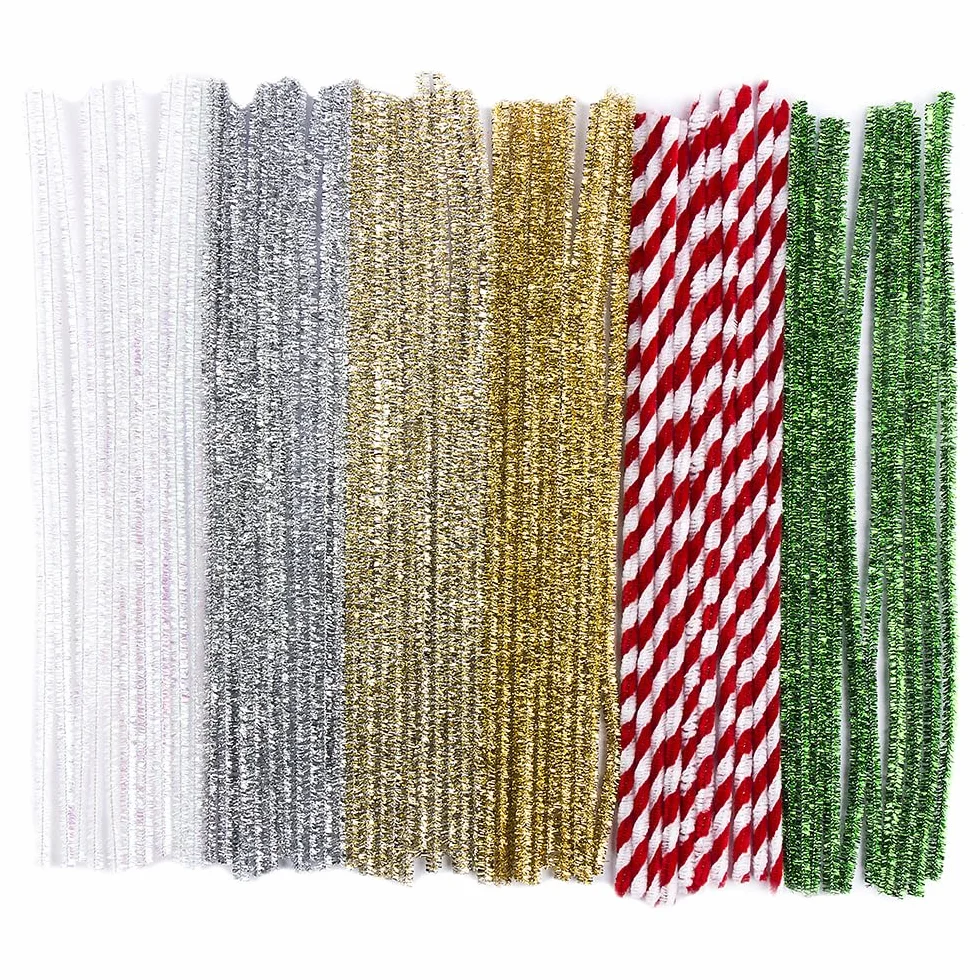 Ideen mit Herz 60 czyścików do fajek, metaliczny, plusz i brokat, długość 30 cm, kolory: biały, opalizujący, srebrny, jasnozłoty, złoty, czerwony, zielony, majsterkowanie na Boże Narodzenie, wygląd