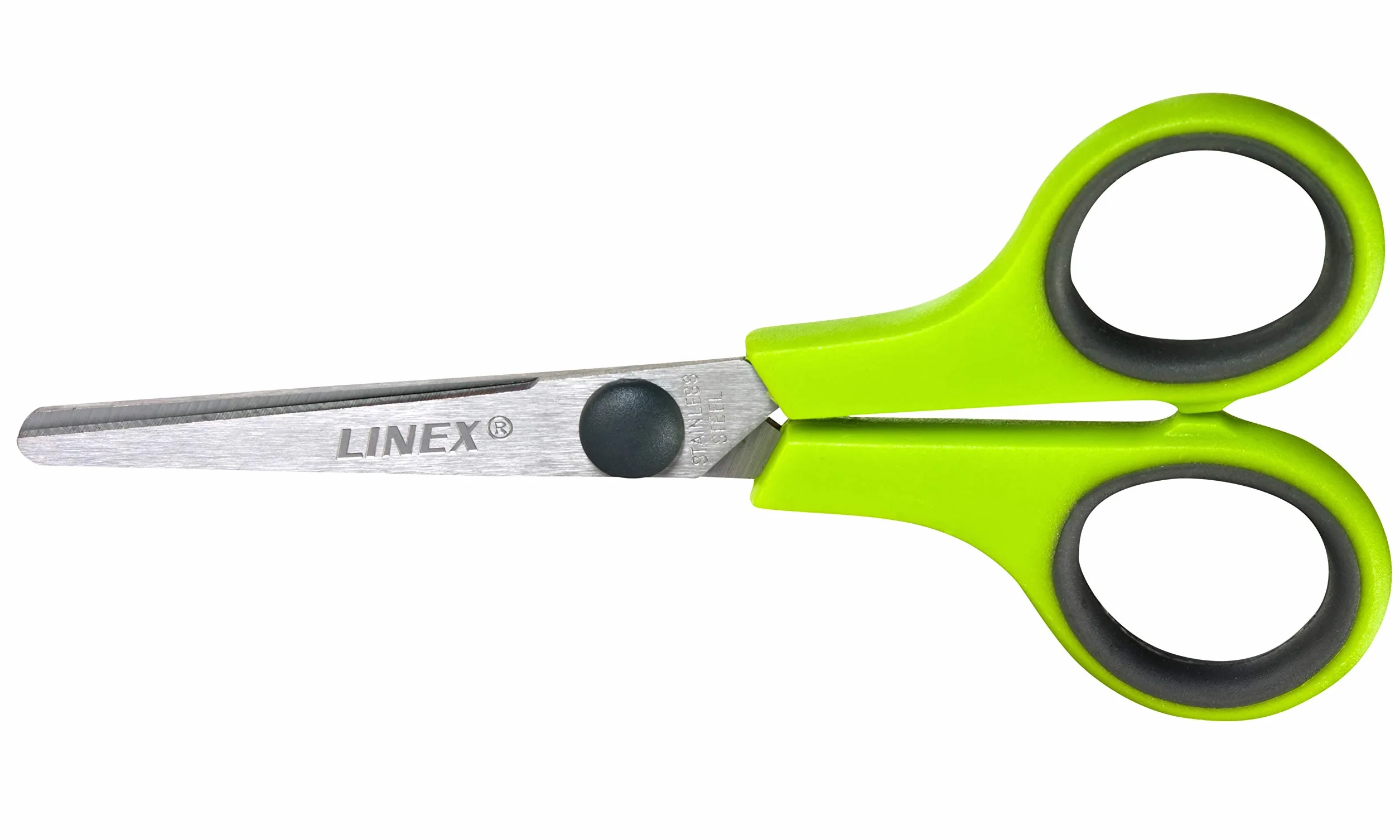 Linex Nożyczki dziecięce, 14 cm, zaokrąglone końcówki, stal nierdzewna, zielone jabłuszko