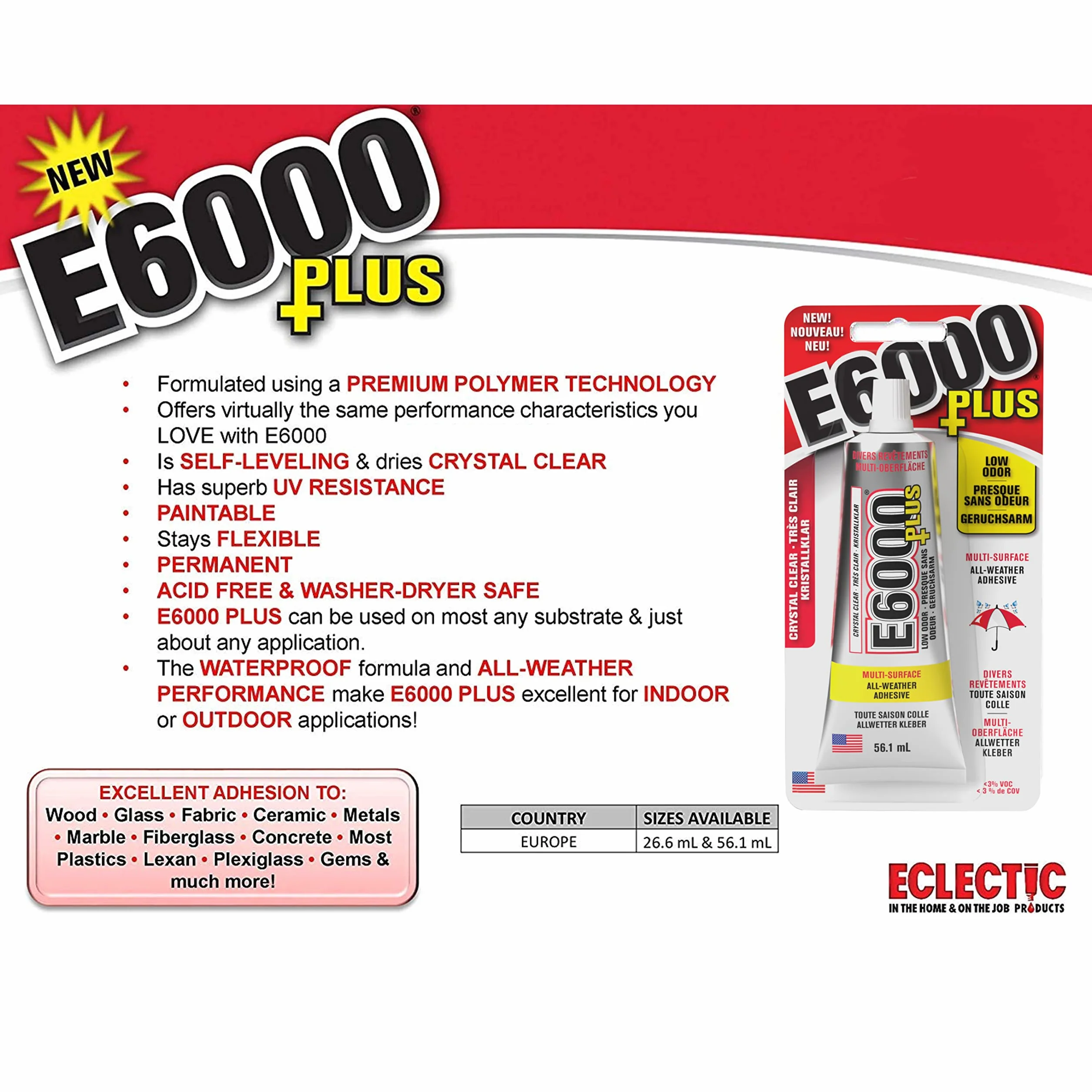 Eclectic E6000 Plus No Odor 1.9oz Crystal Clear