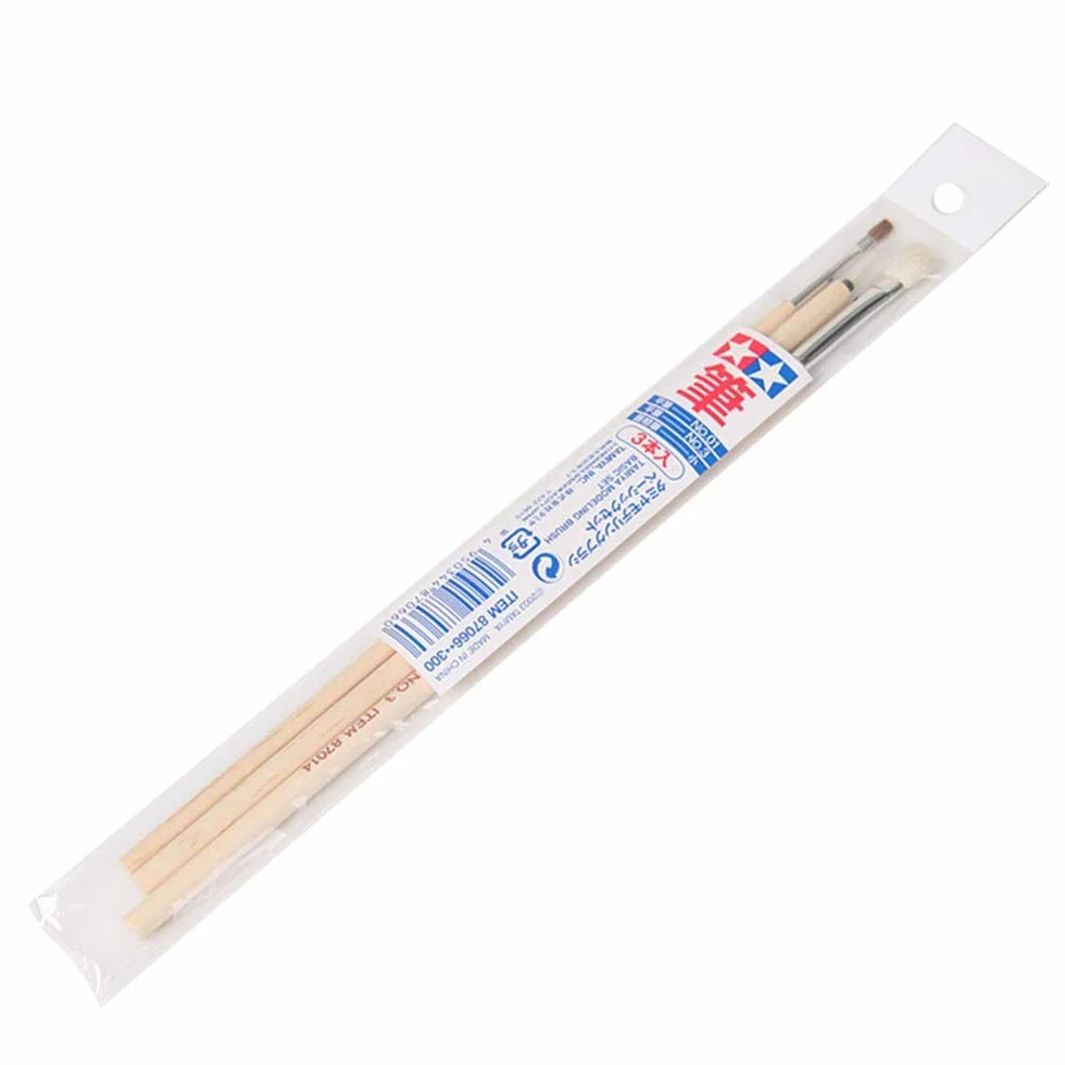 TAMIYA TAM87066 300087066 - zestaw pędzli Basic, farba do drewna, srebrna, biała
