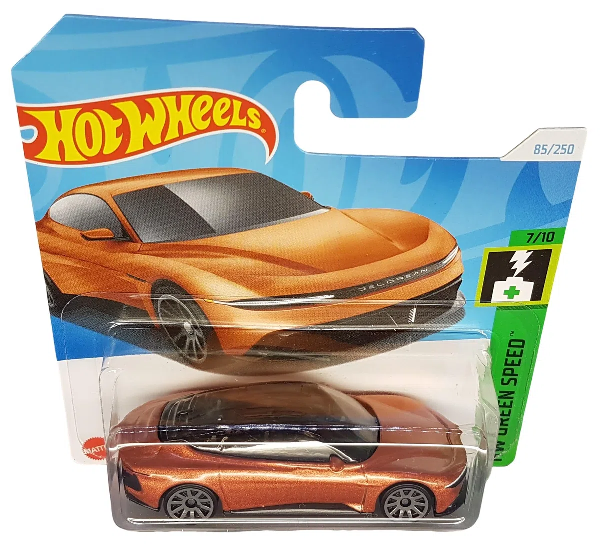 Hot Wheels - Delorean Alpha5 - HW Green Speed 7/10 - HTD32 - Short Card - DMC - pomarańczowy metallic - Mattel 2024-1:64