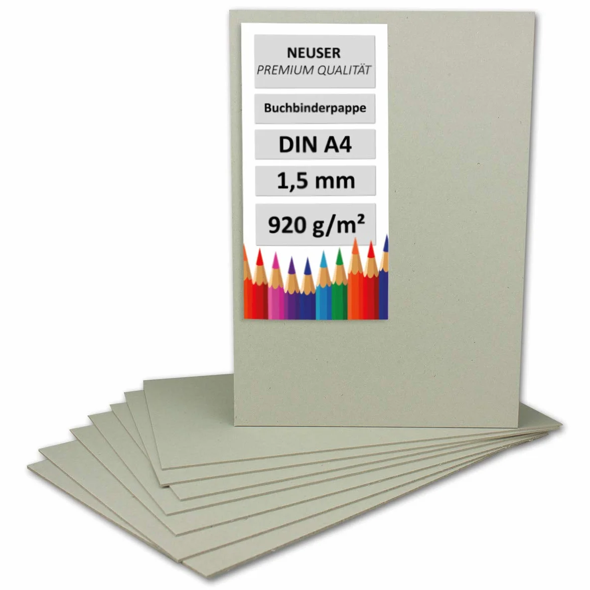 Tektura introligatorska A3/A4 - 1,5 mm - bardzo mocny karton 10 Stück DIN A4 Grau-Braun - 1,5 mm