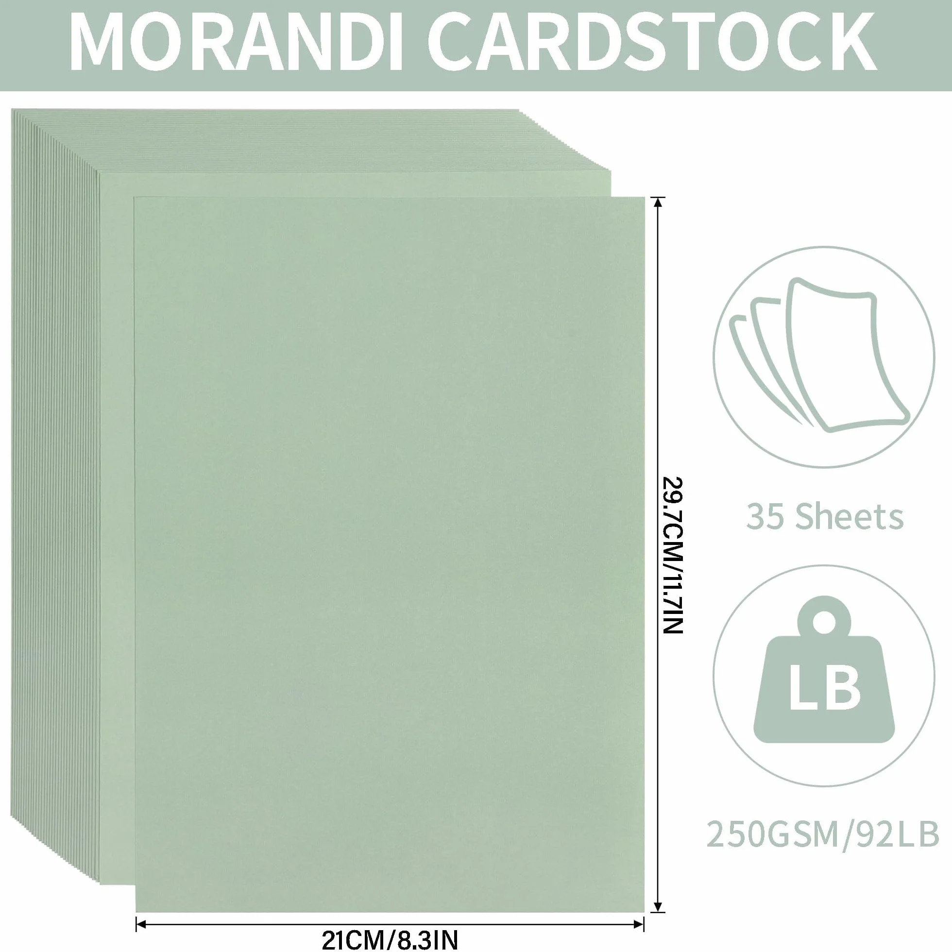 35 arkuszy kartonu w kolorze szałwii zielonej A4 - gruby karton Morandi 250GSM/92LB do robienia kart, sztuki i rzemiosła, scrapbookingu, Boże Narodzenie UAP30SG35