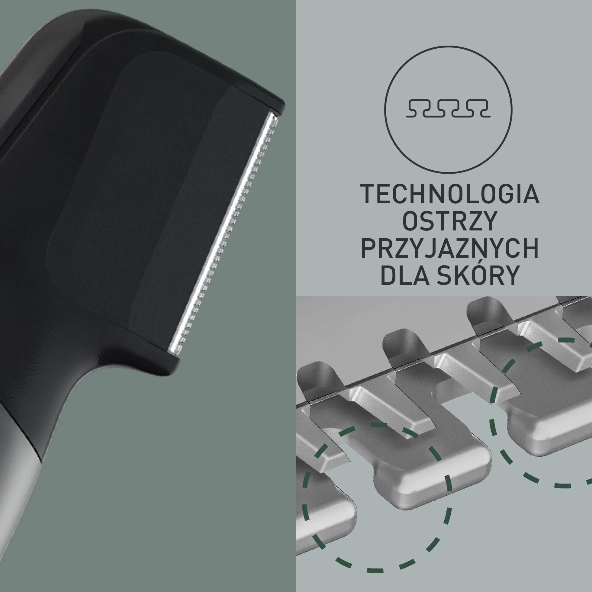 Panasonic ER-GY60 trymer i-SHAPER do brody i ciała (nasadki grzebieniowe, do trymowania detali i chroniąca skórę, ładowanie 1h), szary