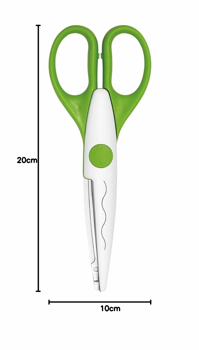 Wedo 771901 nożyczki kreatywne (z cięciem falistym, rozmiar 16 cm), uchwyty zielone