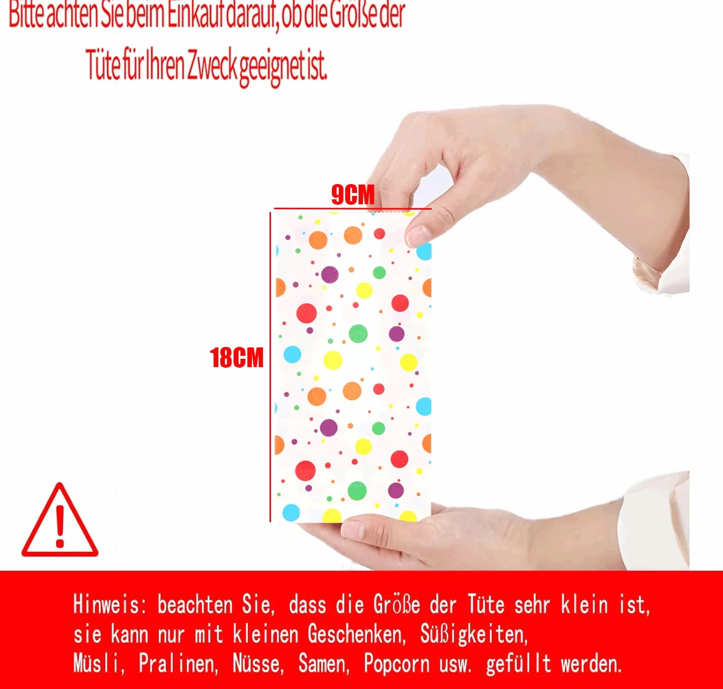 woric 50 sztuk małych torebek papierowych na urodziny dziecka, 18 x 9 x 6 cm, małe torebki na prezenty, 60 naklejek, kolorowe torebki na słodycze, na wesele, upominki, urodziny dziecka (2 style)