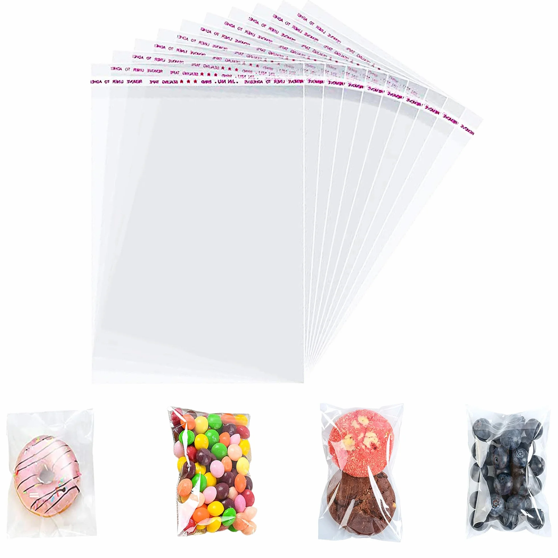 100 sztuk torebek celofanowych, torebek plastikowych, samoprzylepnych, 6 x 10 cm, torebki celofanowe, małe torebki na słodycze, torebki OPP, mini torebki z zamknięciem na ciastka, prezenty