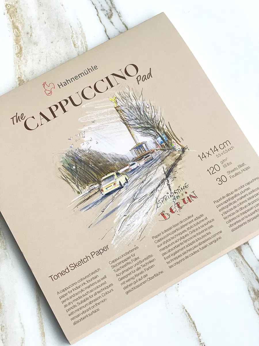 Hahnemühle The Cappuccino Pad, 120 g/m², 30 arkuszy/60 stron, papier do szkicowania, barwiony papier do rysowania (14 x 14 cm)