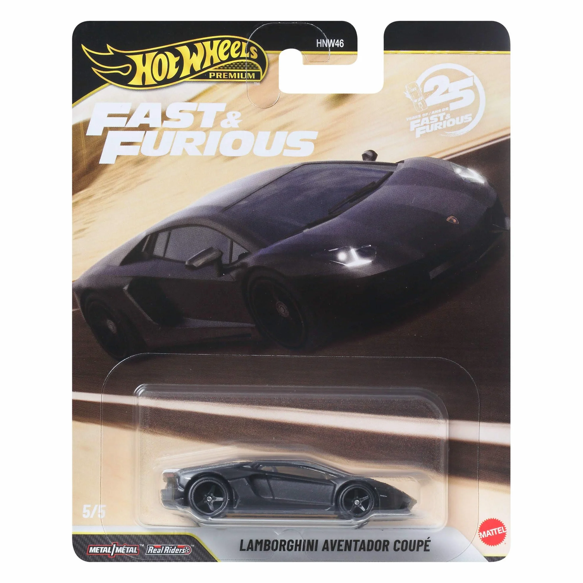 Hot Wheels Premium, inspirowane serią filmów „Szybcy i wściekli”, Lamborghini Aventador Coupe, samochód odlewany w skali 1:64 dla kolekcjonerów, JHW77
