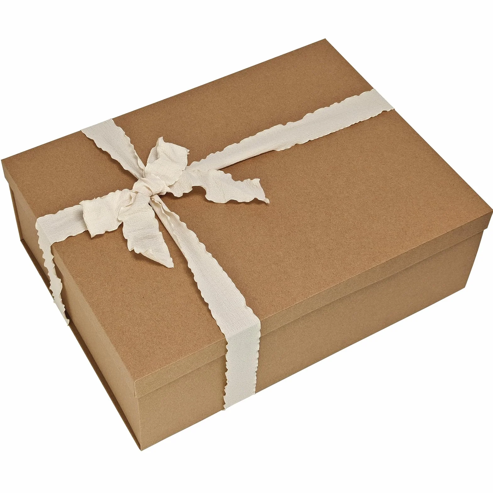 Tekhoho Pudełko prezentowe Kraft 44 x 33 x 14 cm, bardzo duże prostokątne pudełka prezentowe premium z pokrywką i wstążką na prezenty, Boże Narodzenie, ślub, urodziny, przyjęcie, opakowanie prezentowe