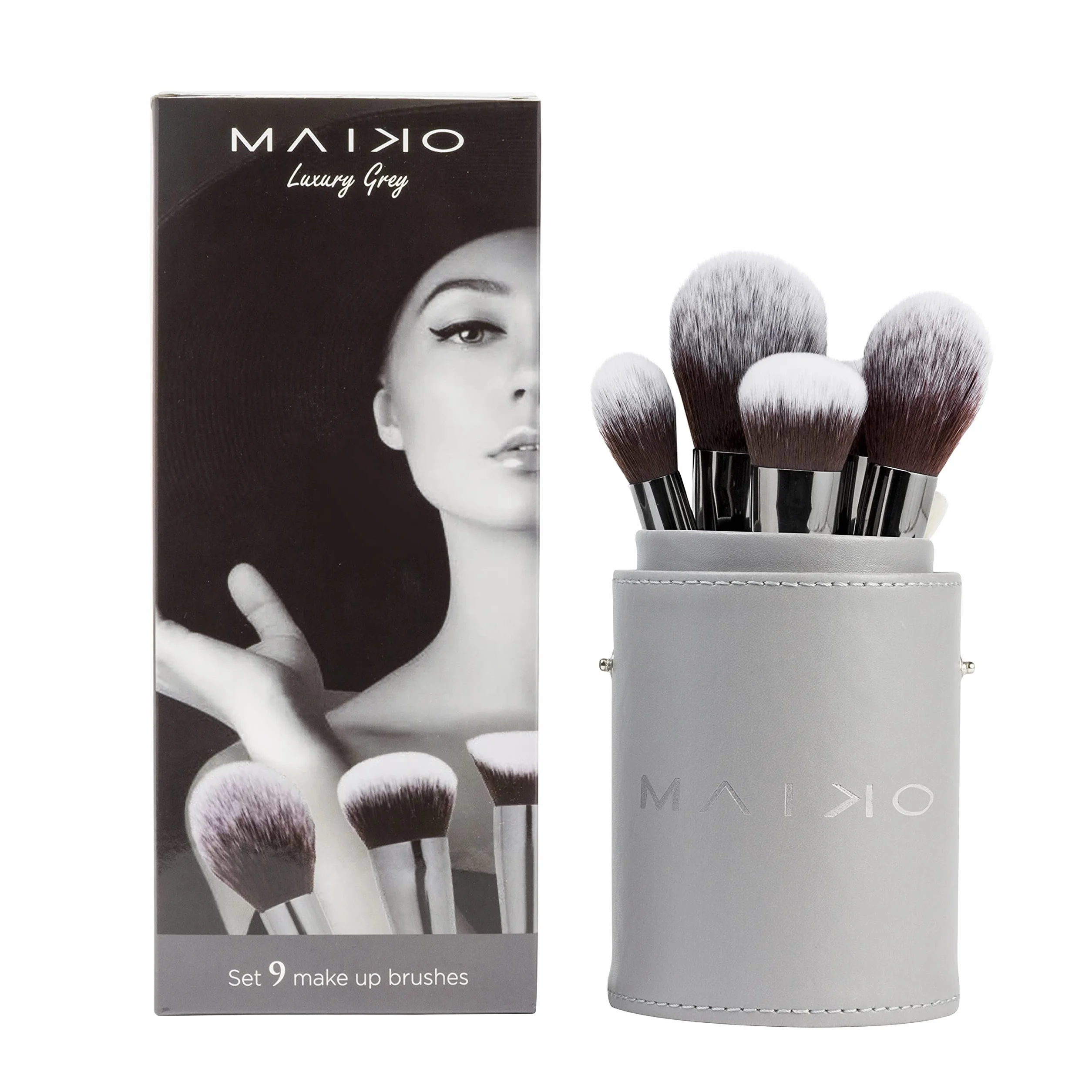 MAIKO Zestaw 9 luksusowych pędzli Grosey, kolor szary