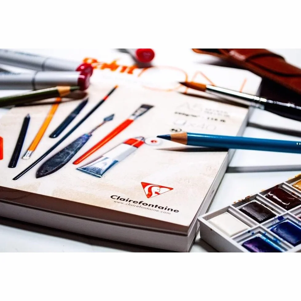 Clairefontaine 96536C – Blok rysunkowy PaintON Multi-techniques – 40 arkuszy papieru do technik mieszanych z bardzo lekkim ziarnem – biały – A3 29,7x42 cm 250 g