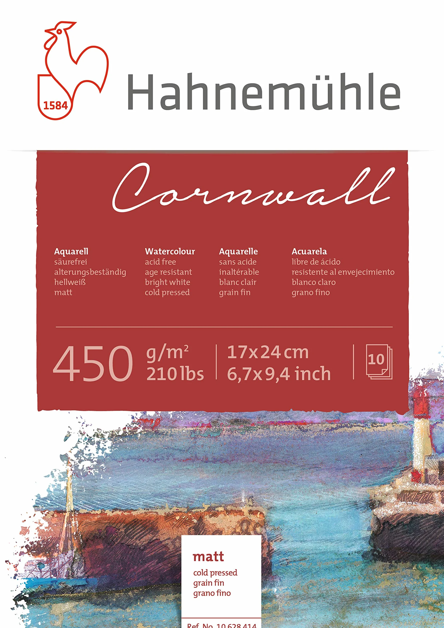 Blok akwarelowy Cornwall matowy 450 g/m², 17 x 24 cm, 10 arkuszy
