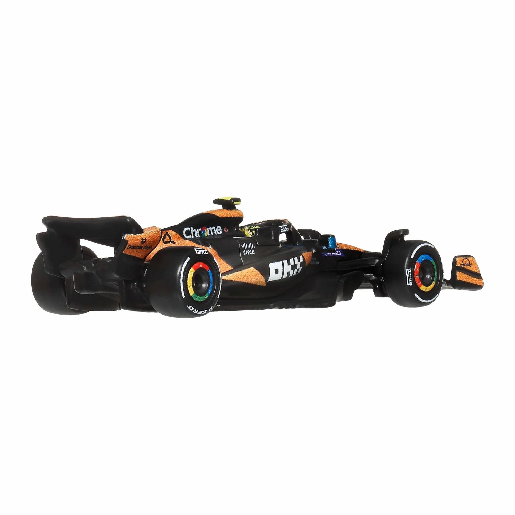Hot Wheels Premium Formuła 1 Samochodzik Bolid F1 McLaren – Lando Norris #4, samochód wyścigowy w skali 1:64, opony Real Riders i metalowa konstrukcja, auto dla dorosłych kolekcjonerów, JKD88
