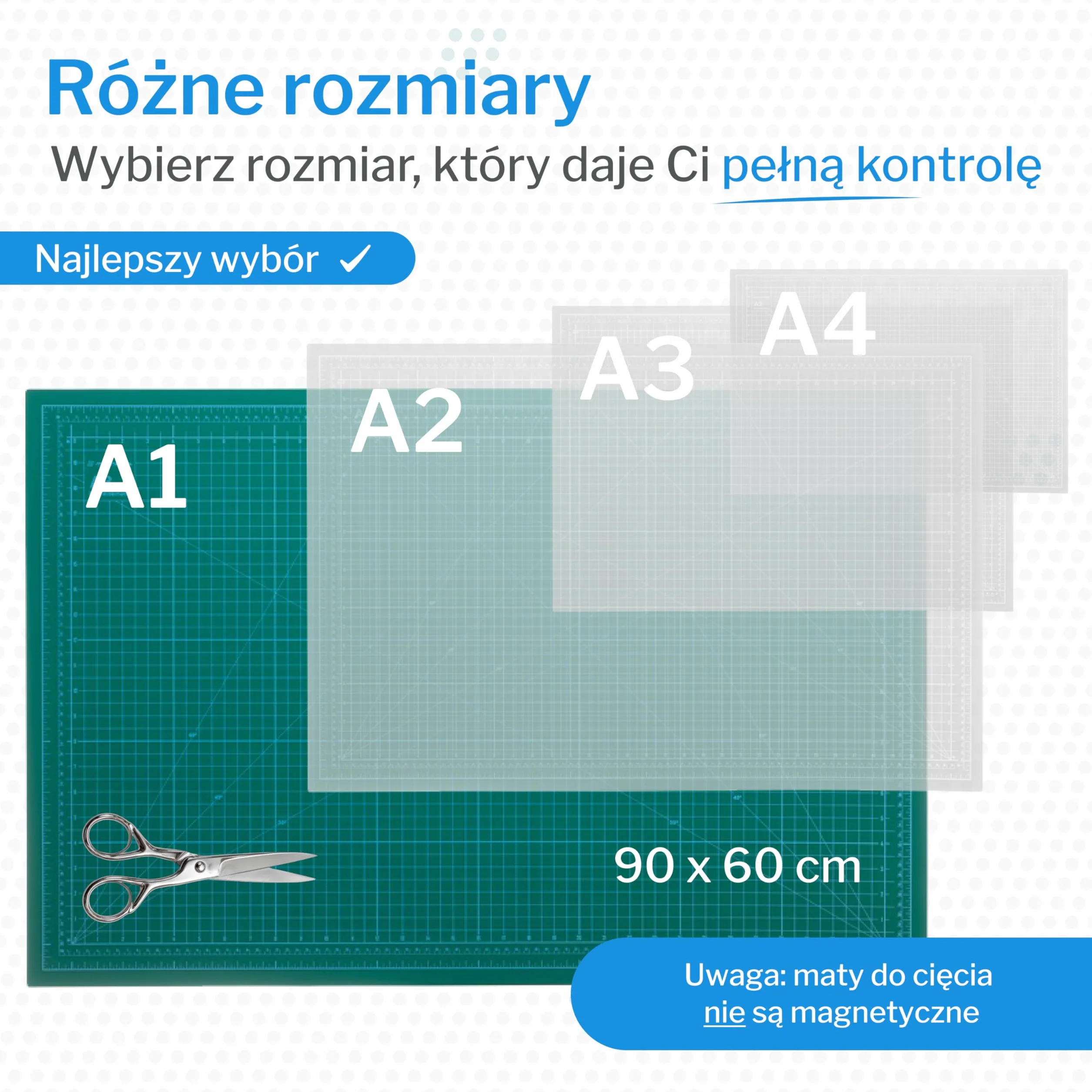 mata do cięcia A1 | podkładka do cięcia samoregenerująca, dwustronna, zielona 90x60 cm | podkładka do prac kreatywnych do rękodzieła, szycia, cięcia | cutting mat