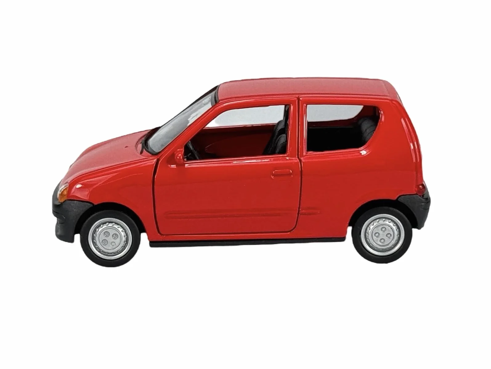 Welly model samochodu, kompatybilny z FIAT Seicento, czerwony, ok. 1/34-1/39, metalowy model samochodu, odlew w skrzynce