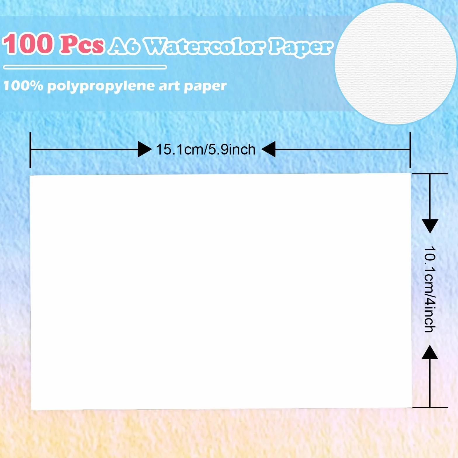 100 arkuszy papieru akwarelowego A6 300 g/m², puste kartki pocztowe papier akwarelowy biały blok papieru akwarelowego, 10,1 x 15,1 cm blok akwarelowy Watercolor Paper A6 karty akwarelowe do akwareli
