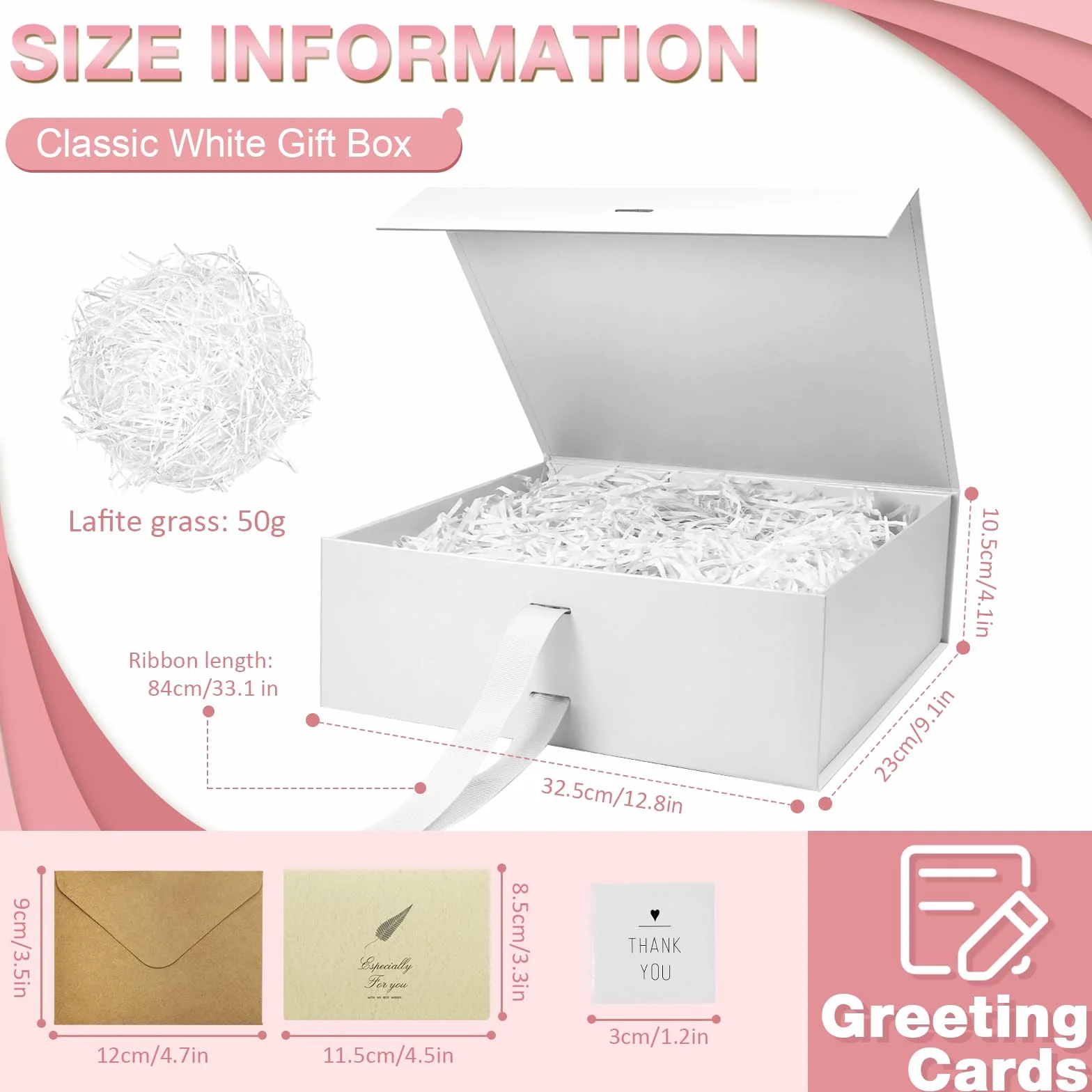 Pudełko prezentowe 32 x 23 x 10,5 cm, bardzo duże pudełka prezentowe na prezenty z magnetyczną pokrywką i wstążką, pudełko prezentowe na biżuterię, pudełka prezentowe na walentynki, Wielkanoc,