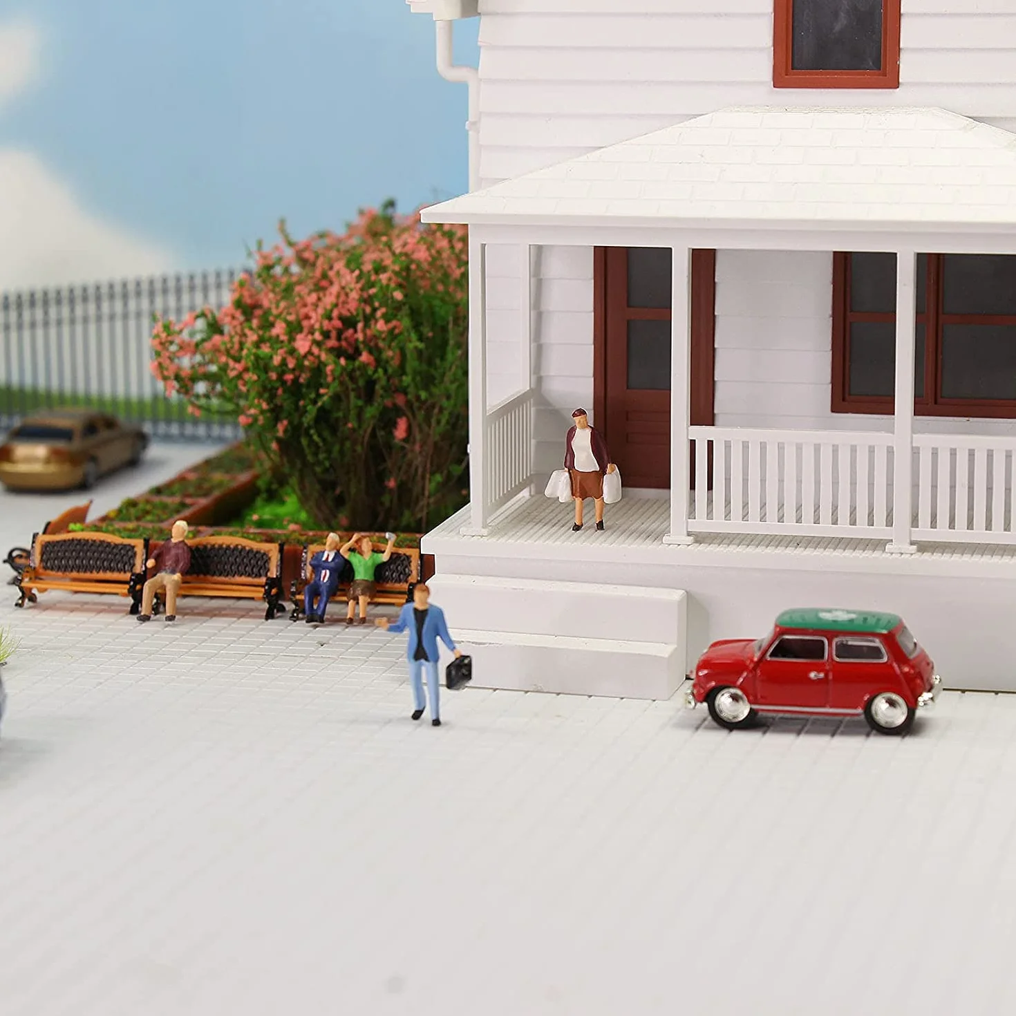VICDUEKG 60 sztuk miniaturowych figurek modelarskich pomalowanych osób siedzących i stojących, różne pozycje, miniaturowe figurki H0, 1:87