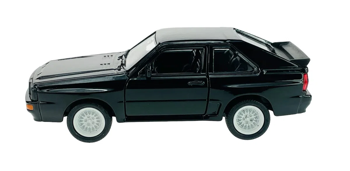 Welly model samochodu, kompatybilny z Audi Sport Quattro, czarny, ok. 1/34-1/39, metalowy model samochodu, odlew 43802