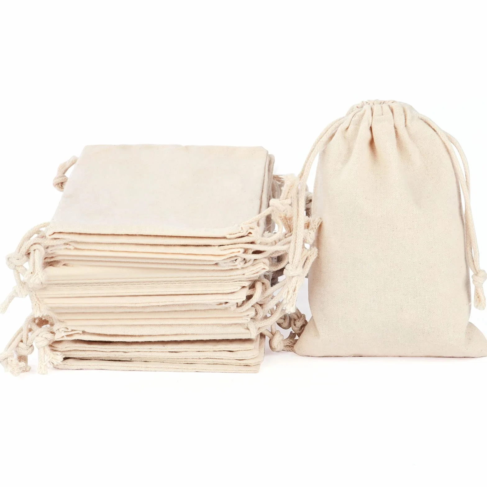25 małych bawełnianych torebek ze sznurkiem, 10 x 15 cm, torba na cukierki, zestaw do malowania, mini torby na pieniądze, prezenty urodzinowe dla dzieci, na wakacje, ślub, imprezę, Boże Narodzenie, 25