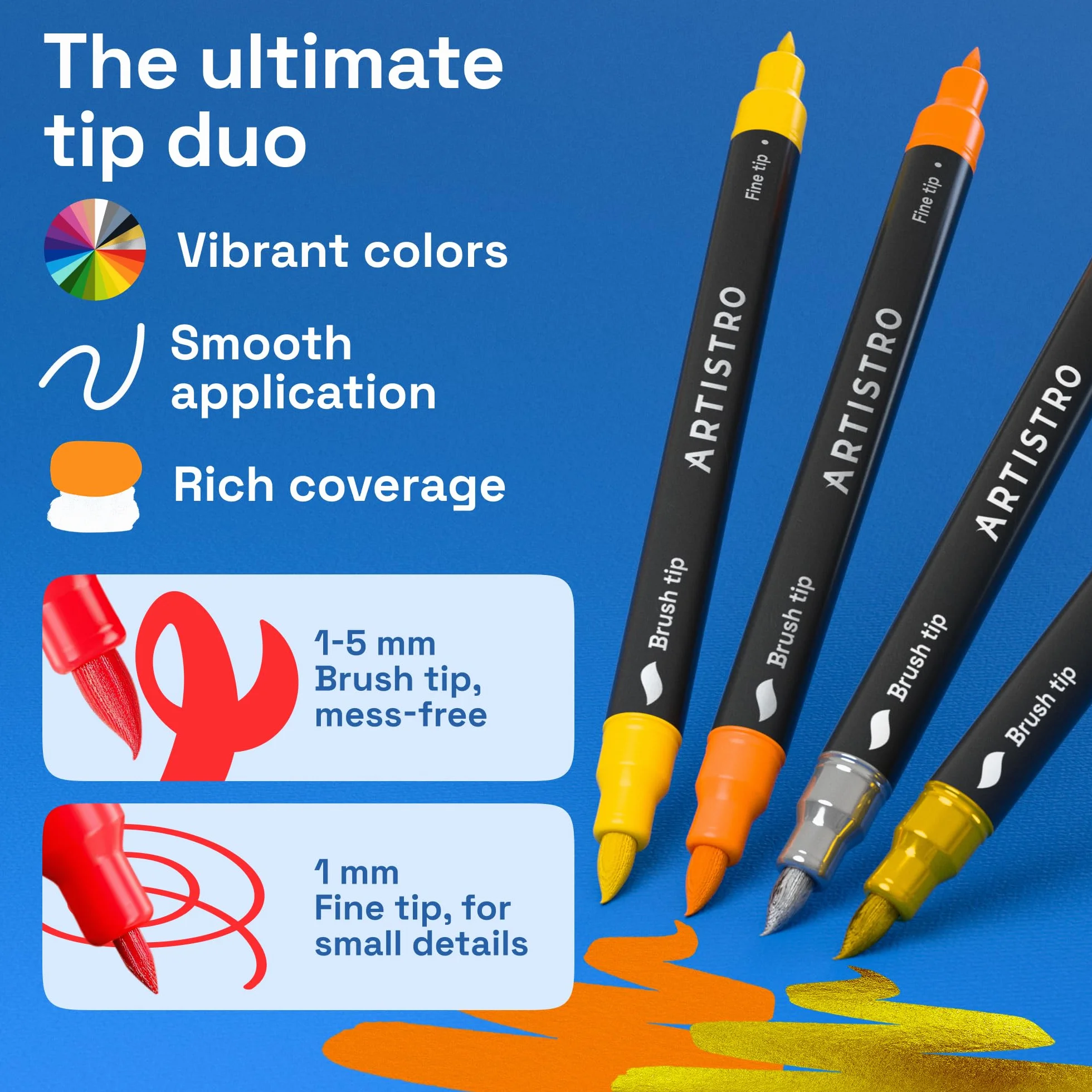24 pack acrylic Dual Tip Paint Pens Brush + Fine Tips